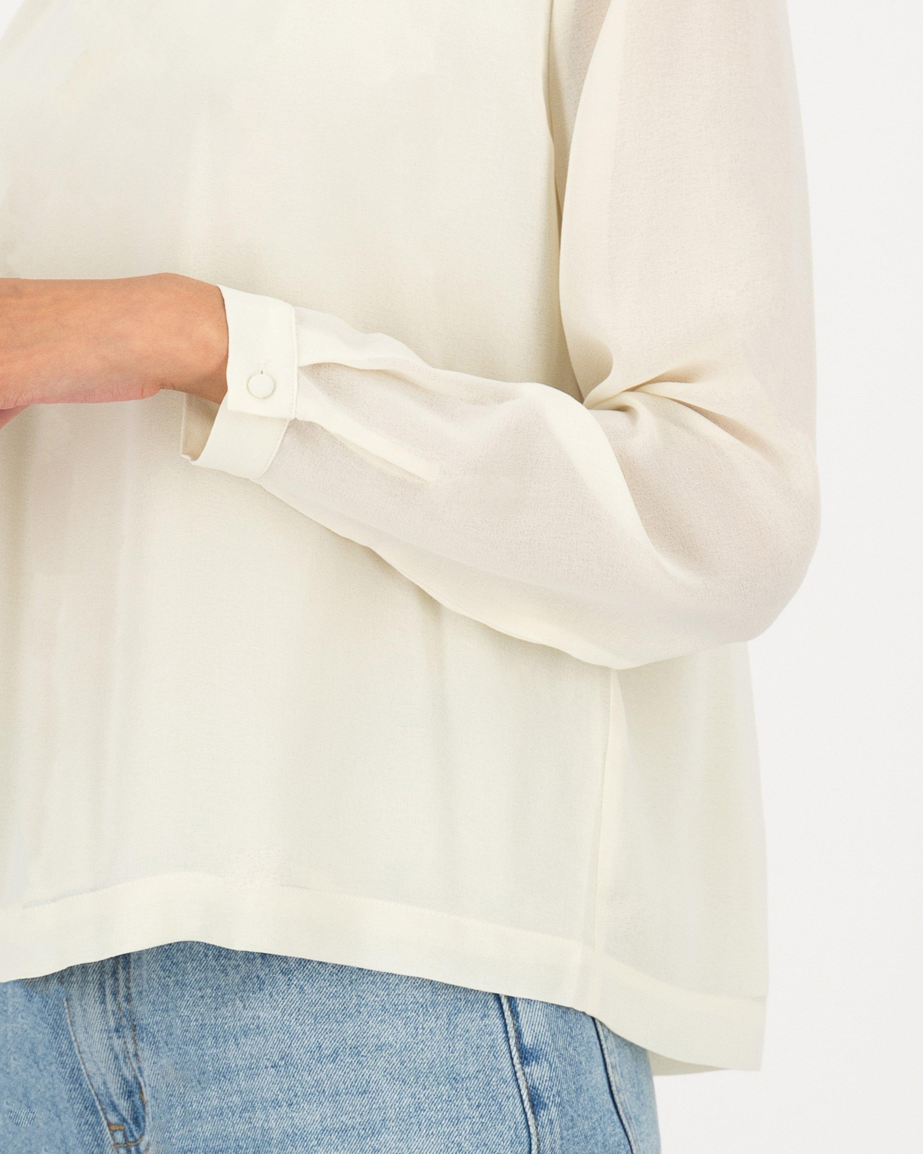 Sylvie Mock Neck Detail Blouse -  milk