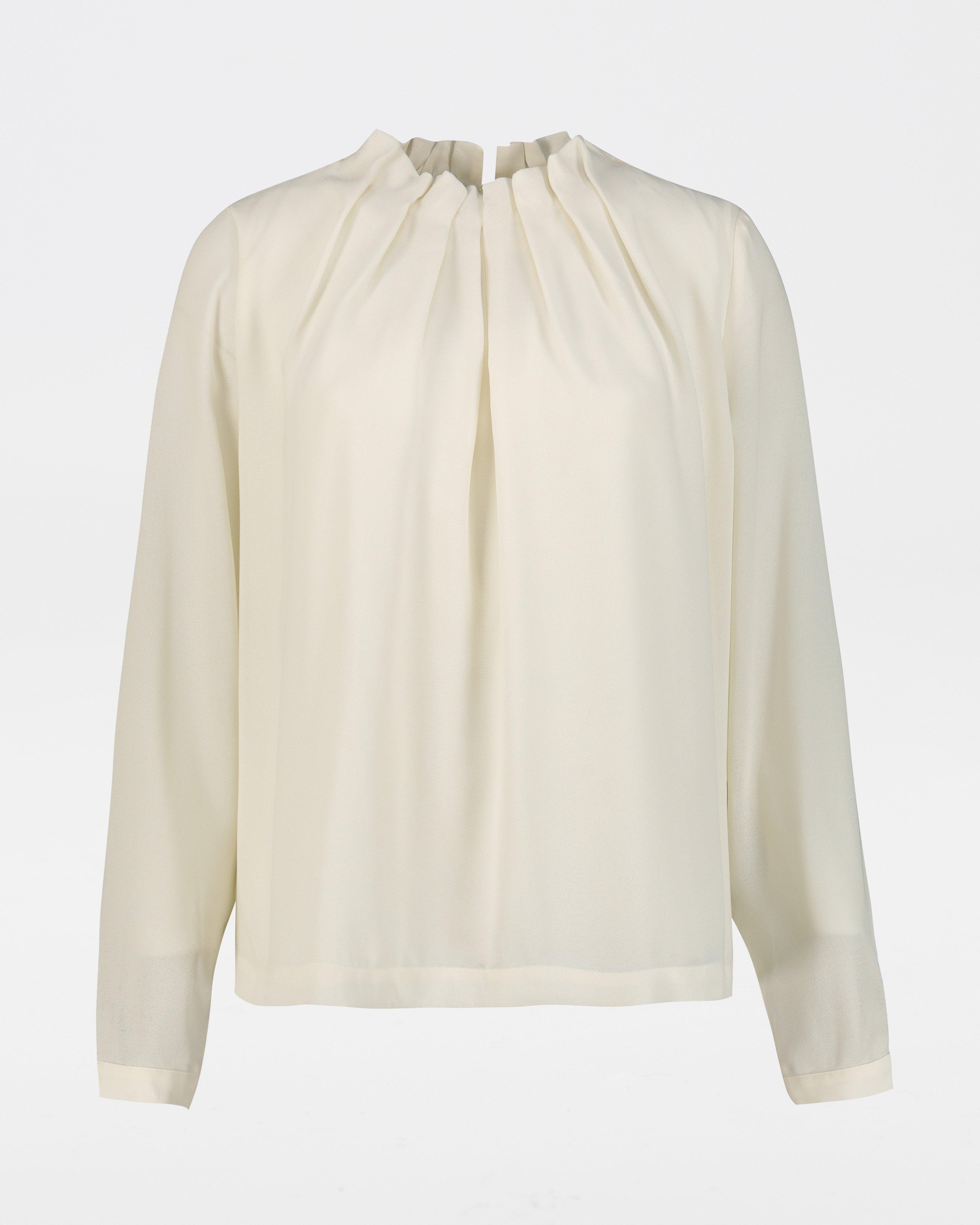 Sylvie Mock Neck Detail Blouse -  milk