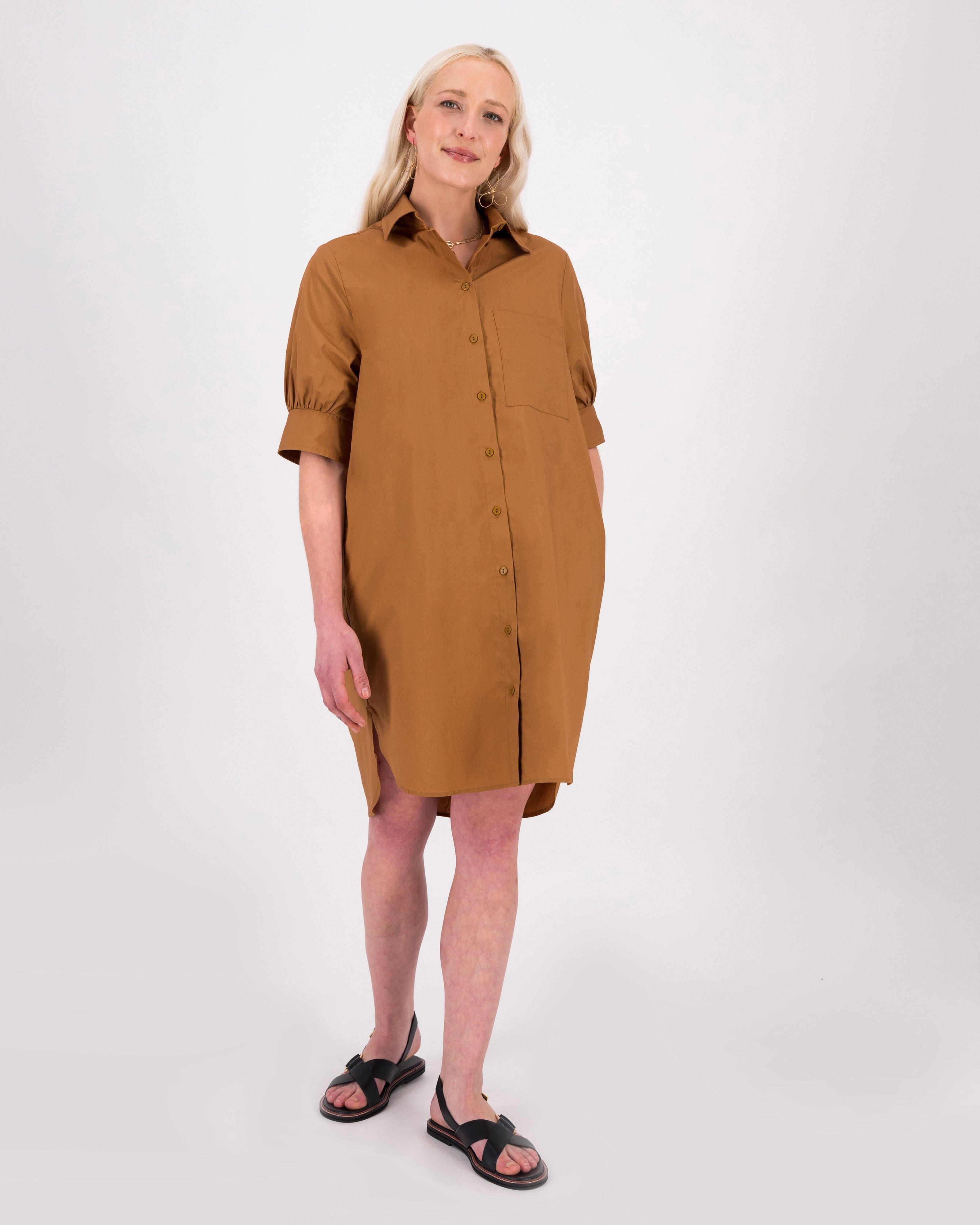 Poetry Opal Shirt Dress -  brown