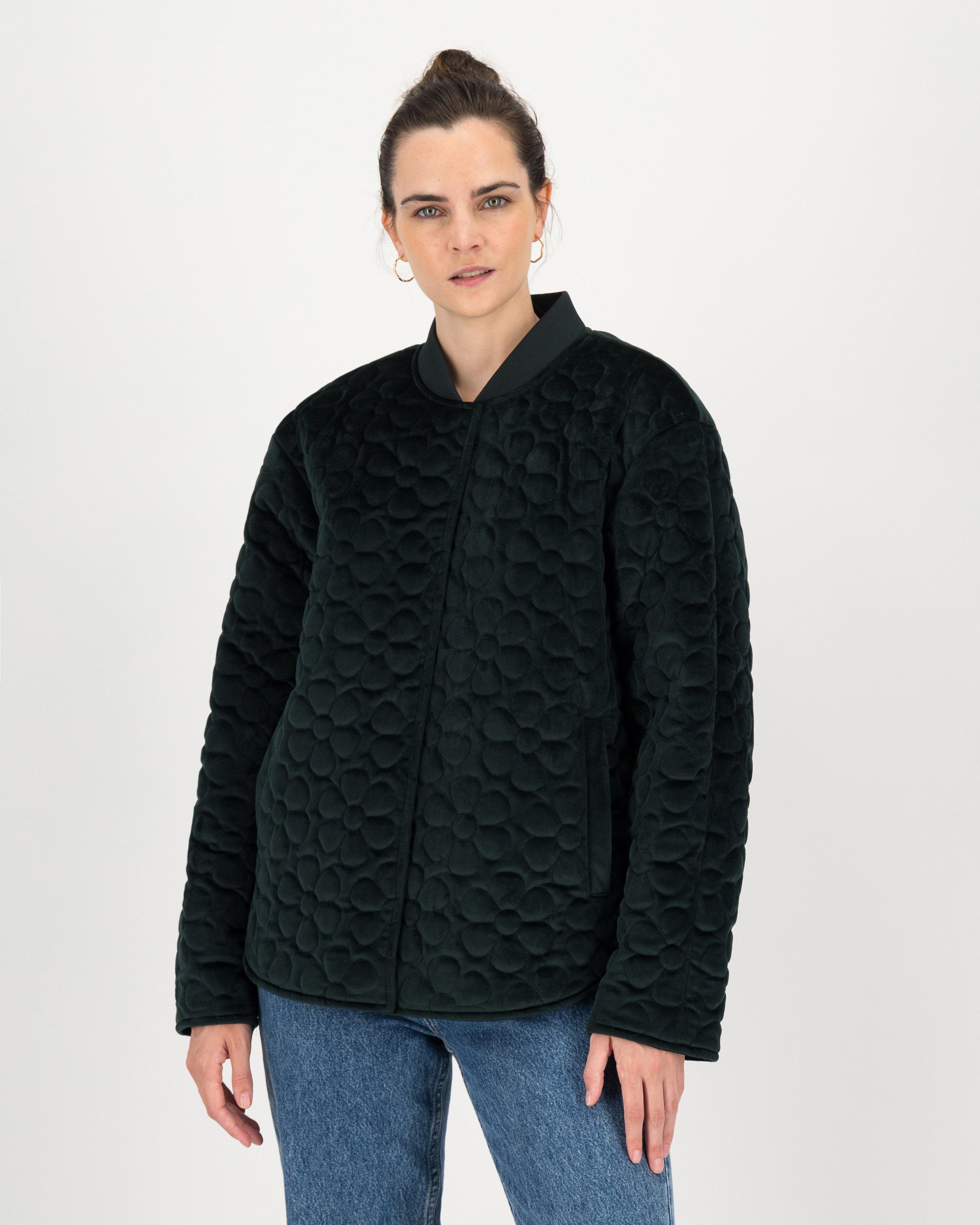 Rebecca Velvet Quilted Puffer -  bottlegreen