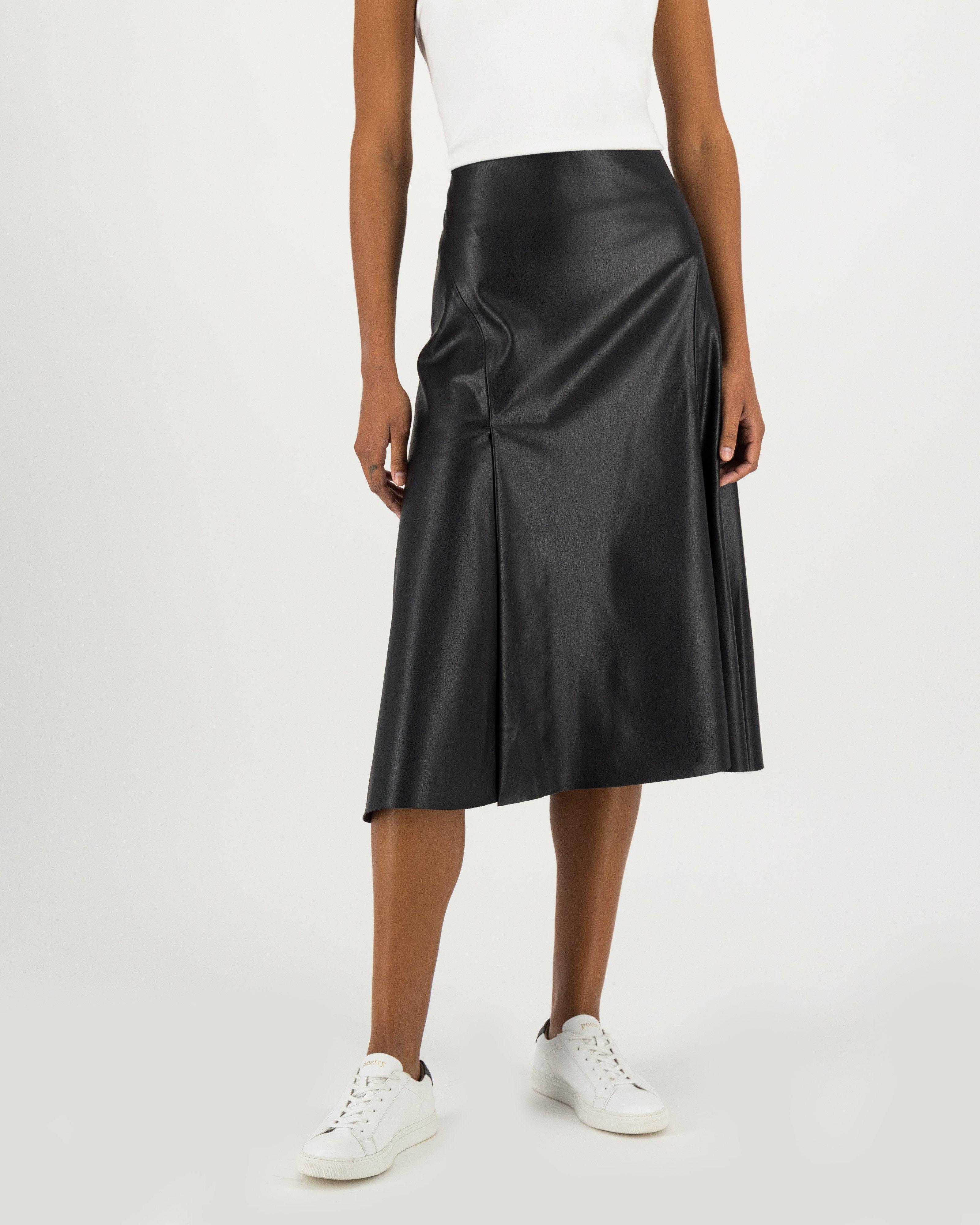 Poetry Aurora Vegan Leather Skirt -  black