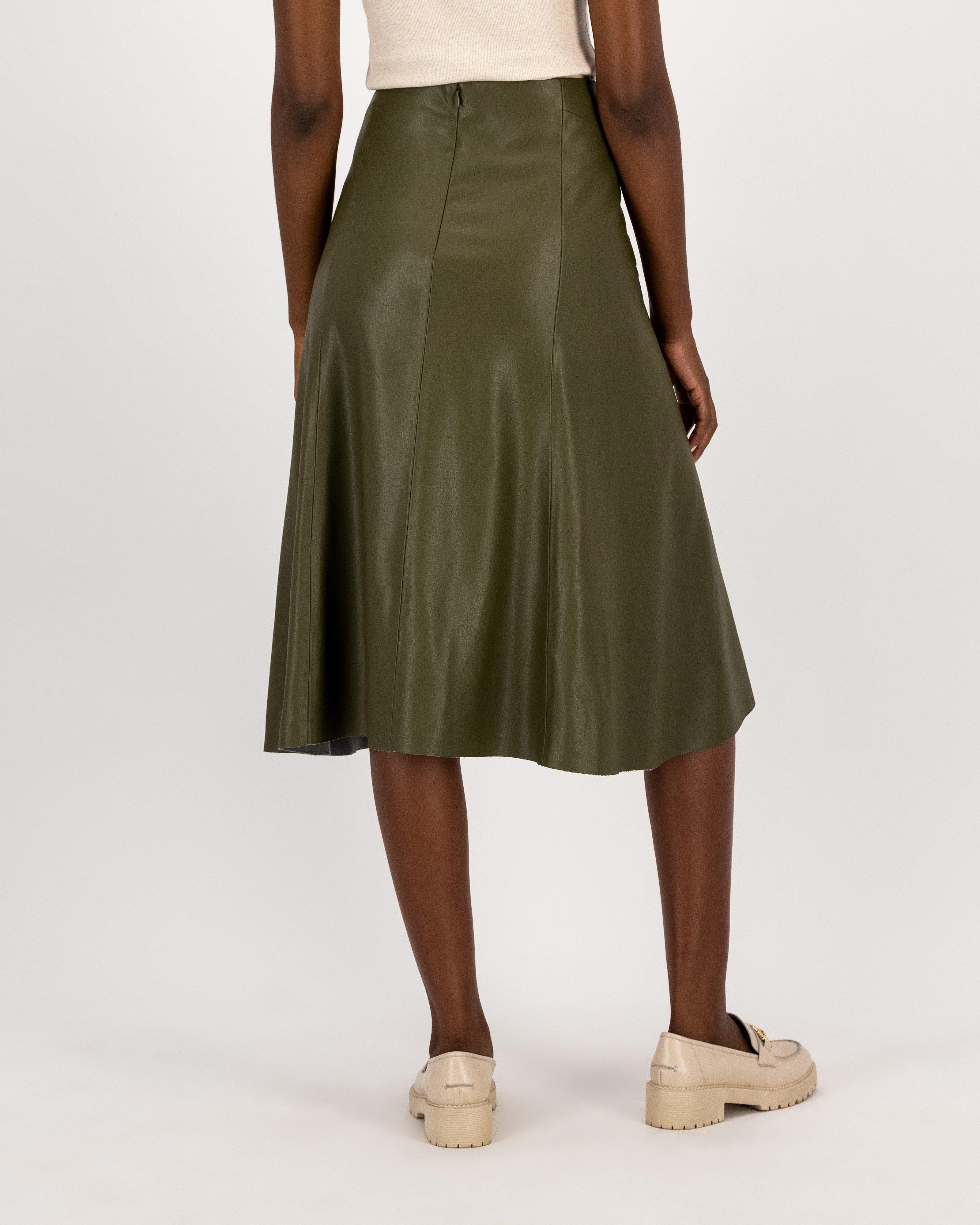 Poetry Aurora Vegan Leather Skirt -  olive