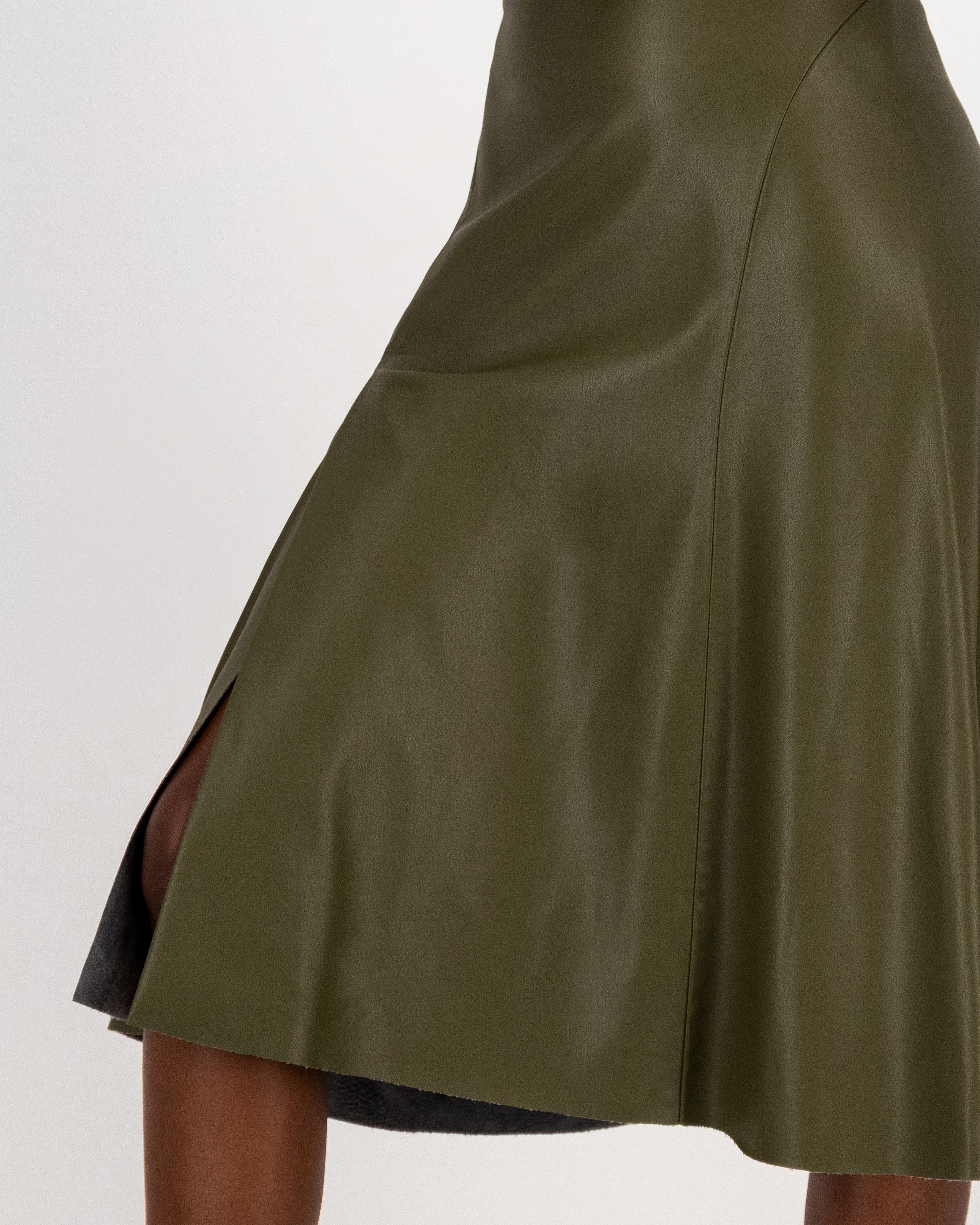 Poetry Aurora Vegan Leather Skirt -  olive