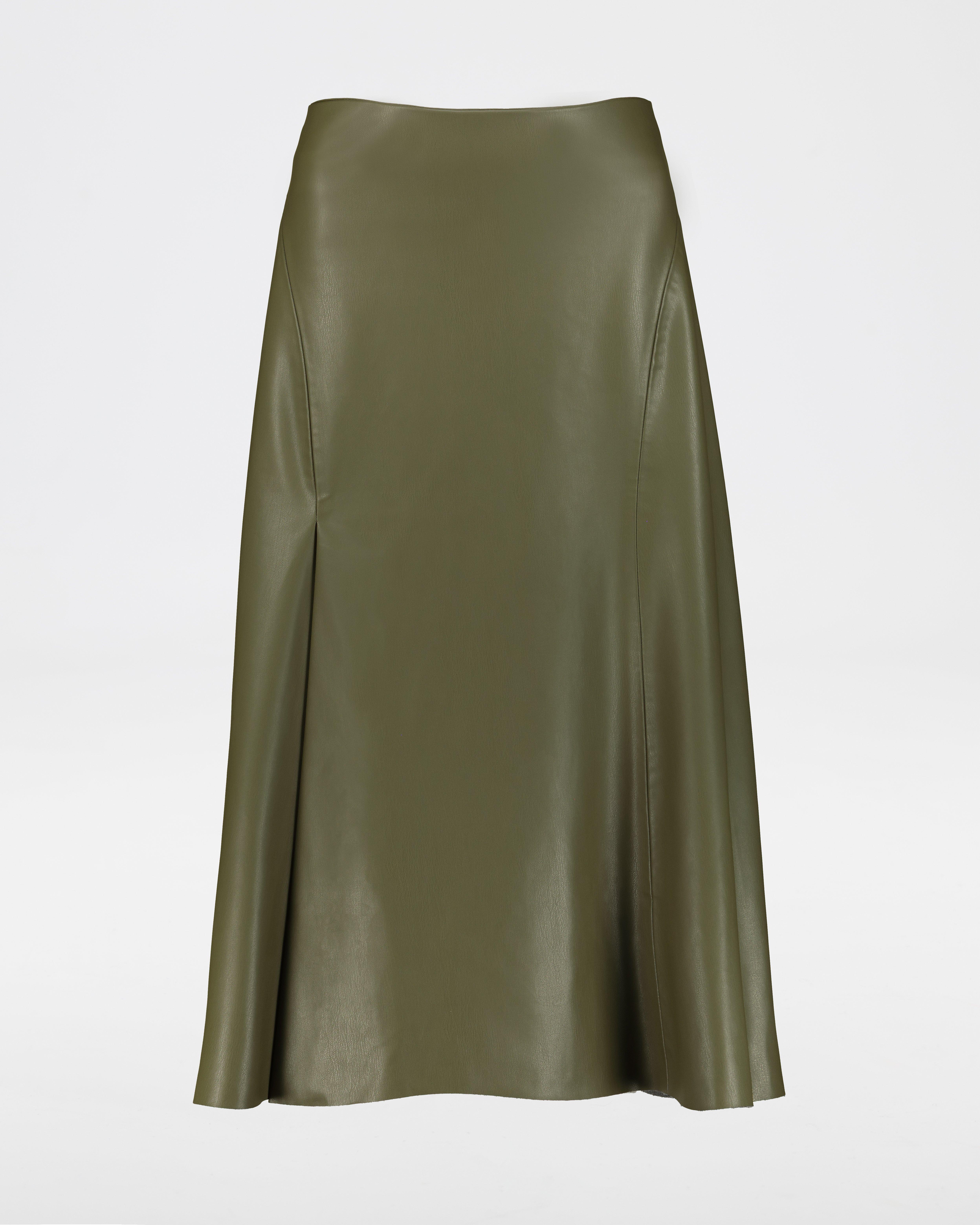 Poetry Aurora Vegan Leather Skirt -  olive