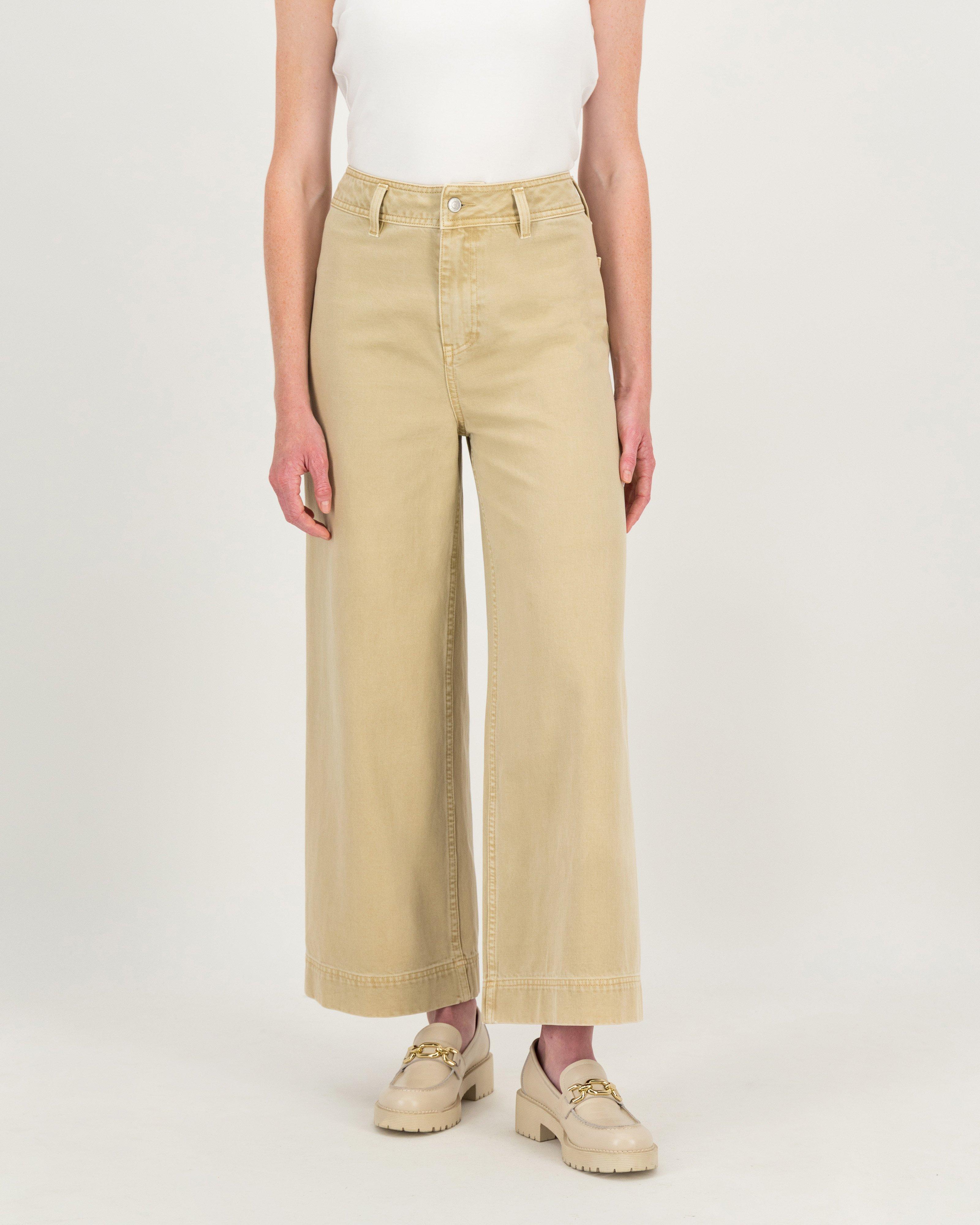 Reign Cropped Wide Leg Denim -  stone