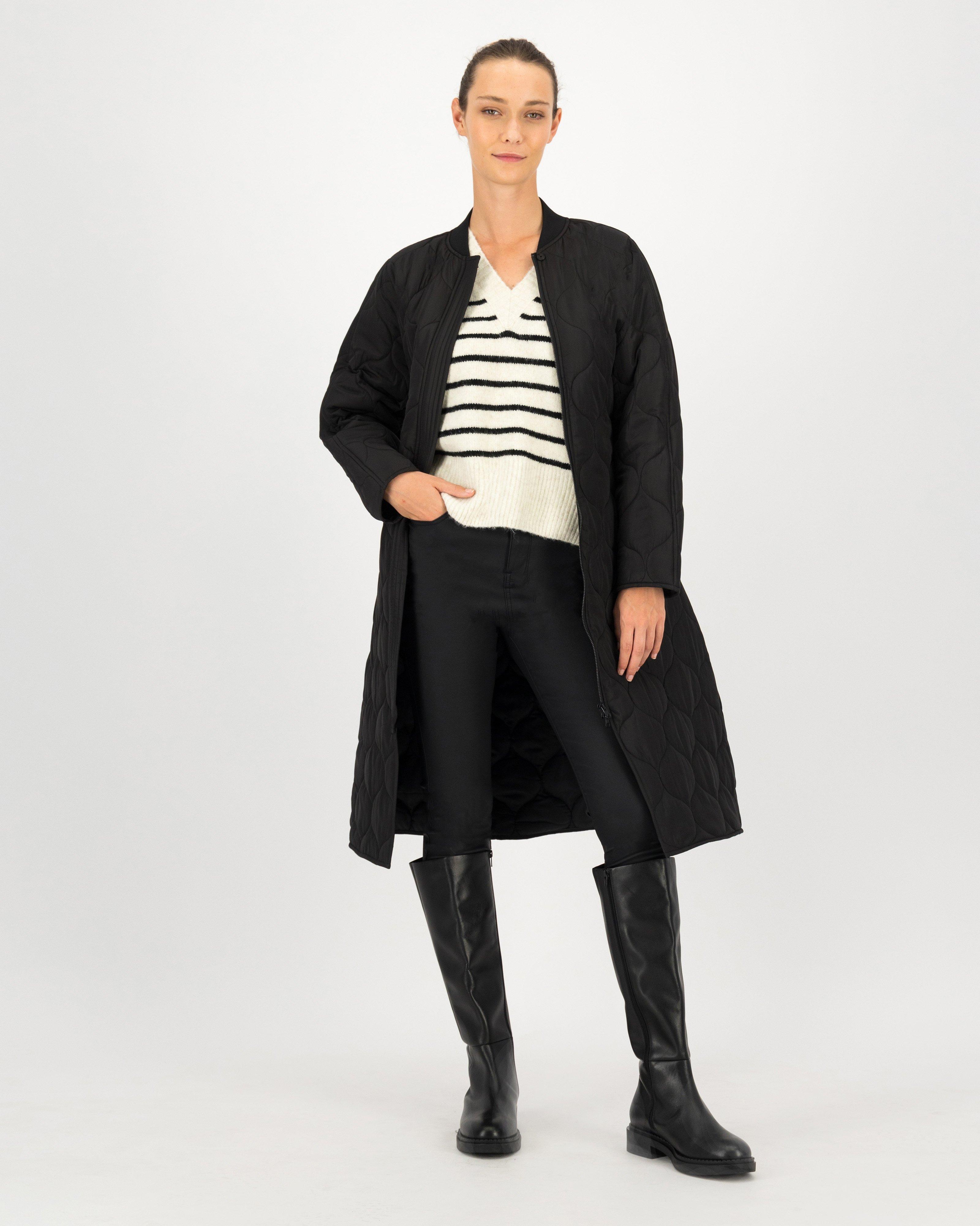 Jolie Quilted Coat -  black