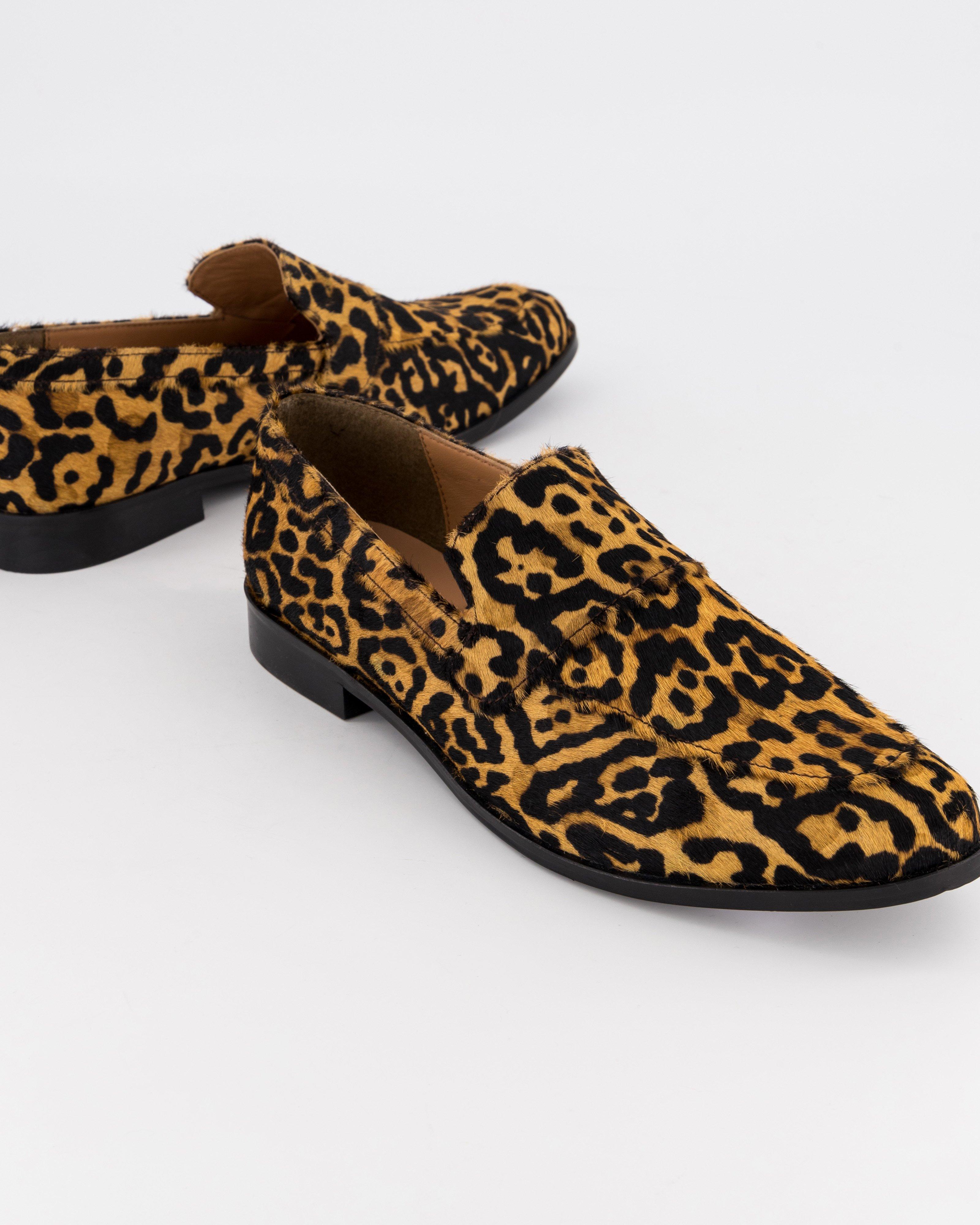 Rene Leopard Print Loafers -  brown