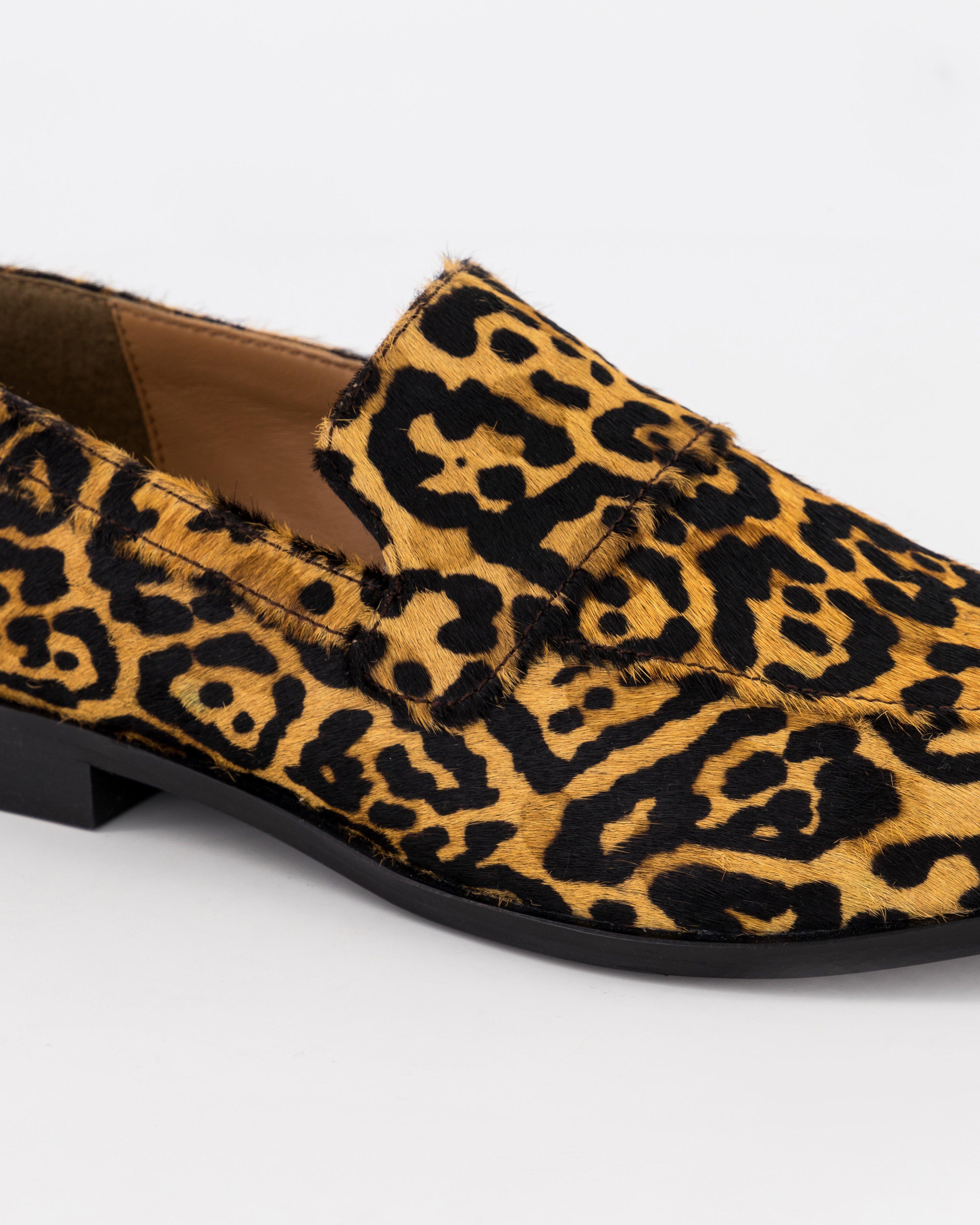 Rene Leopard Print Loafers -  brown