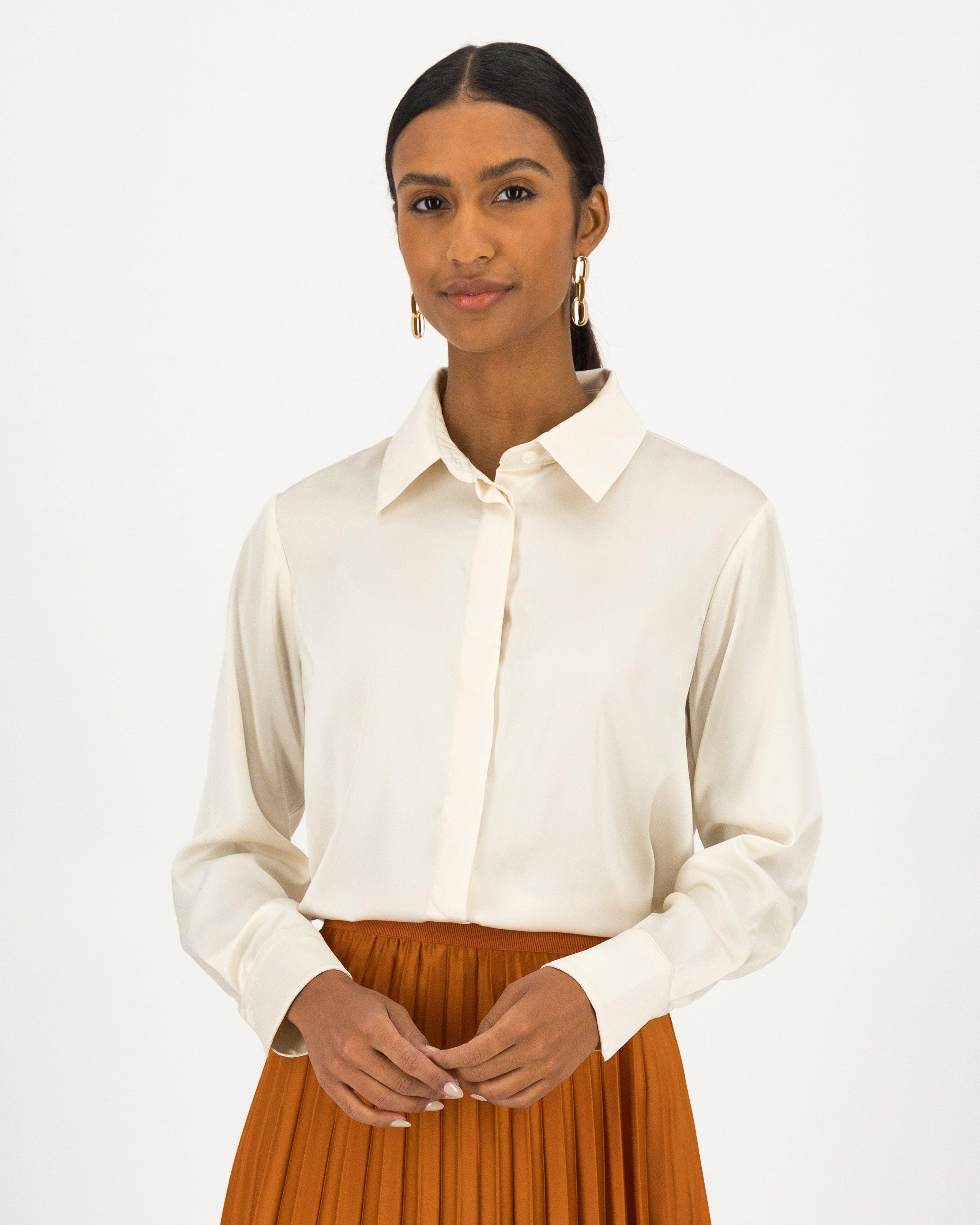 Jessie Satin Blouse -  milk