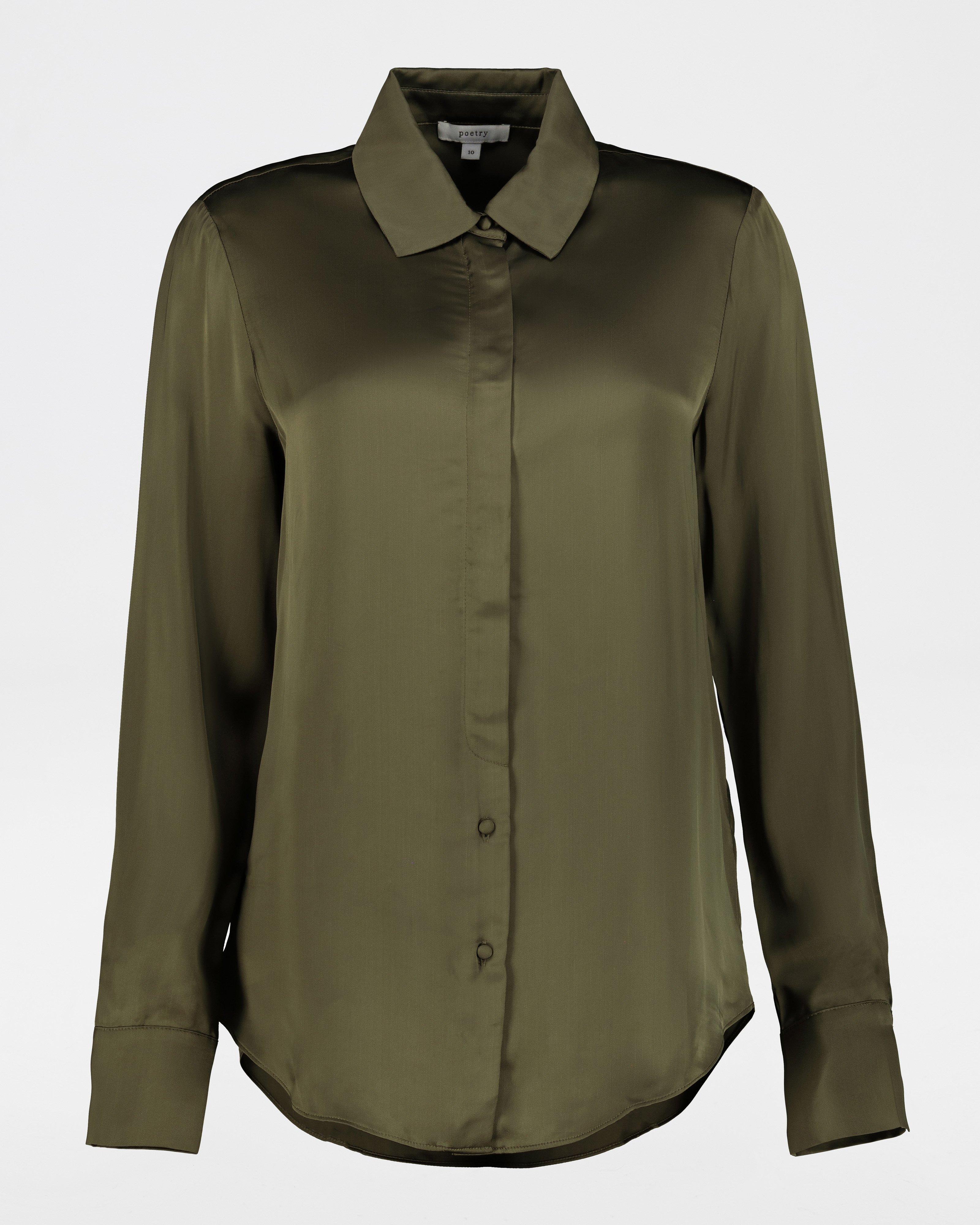 Jessie Satin Blouse -  olive