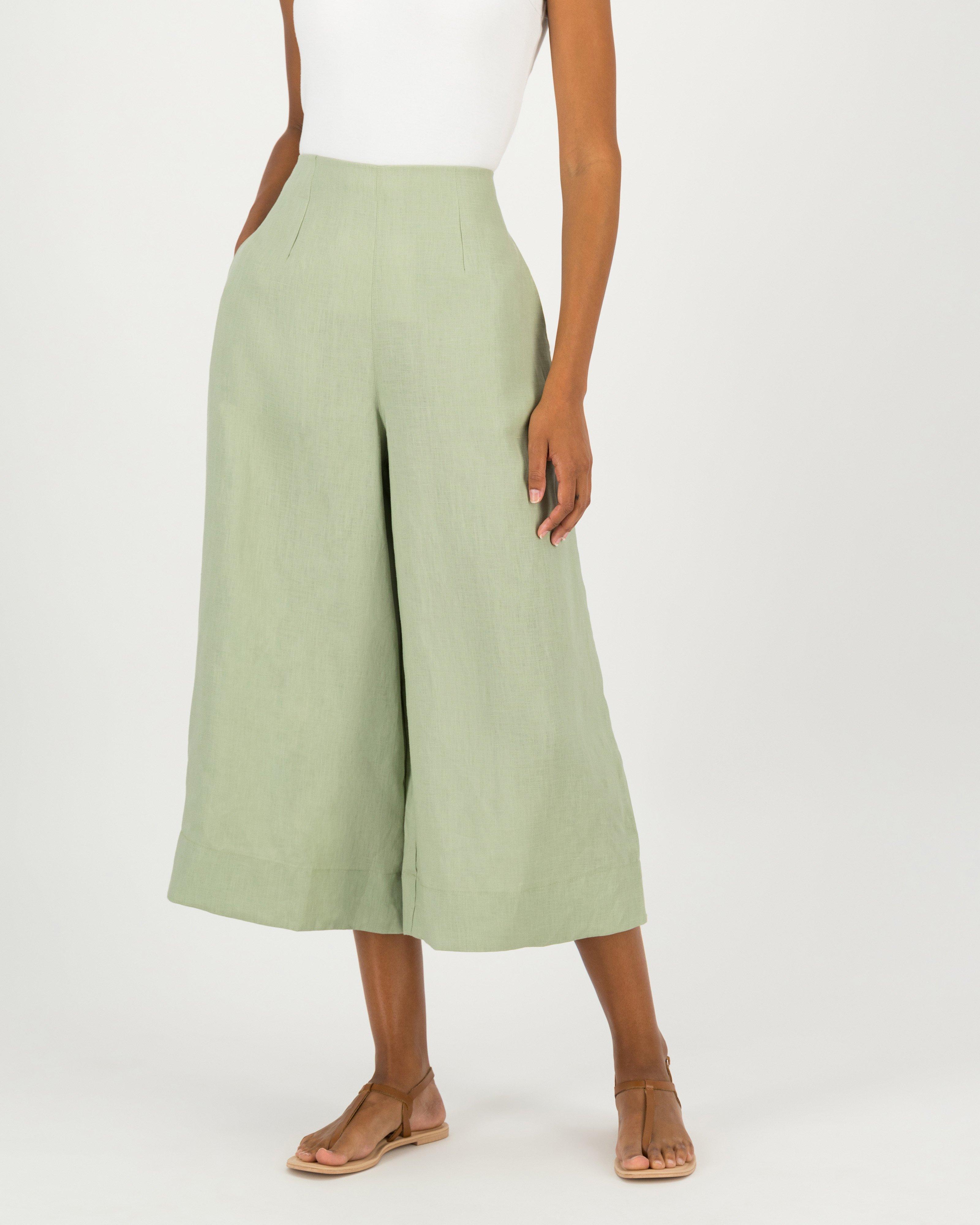 Cecilia Linen Pants -  sage