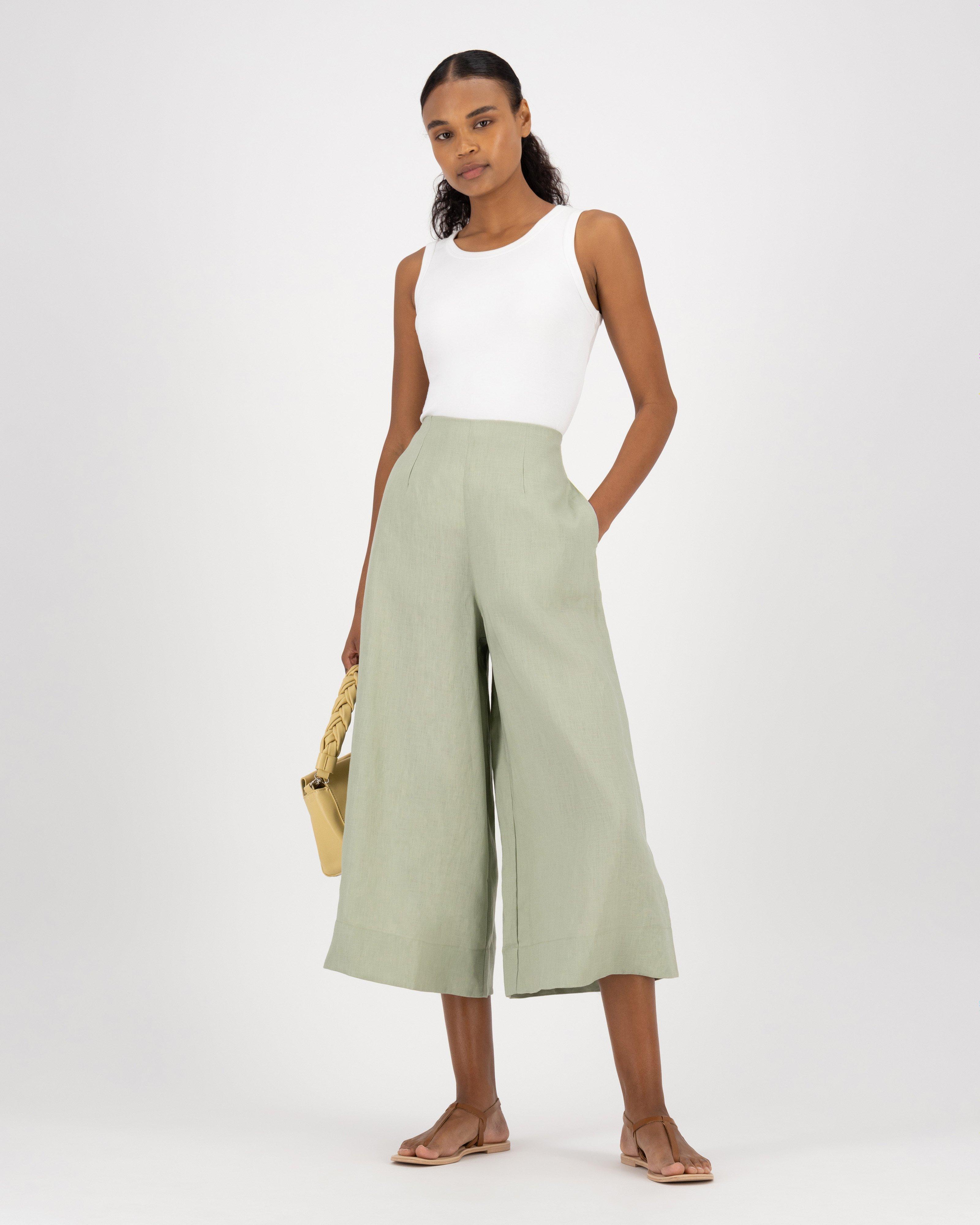 Cecilia Linen Pants -  sage