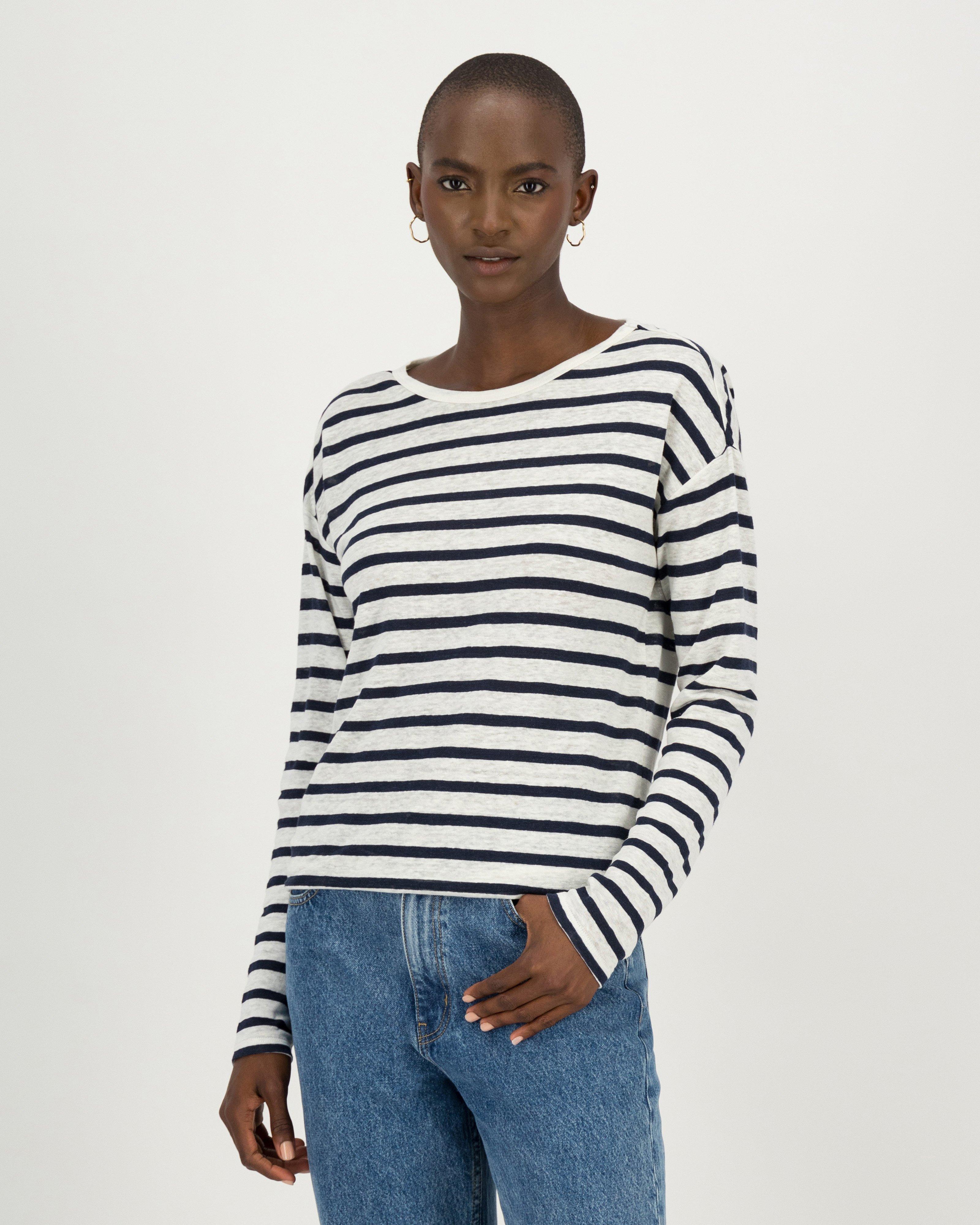 Hailee Linen Striped T-Shirt -  milk