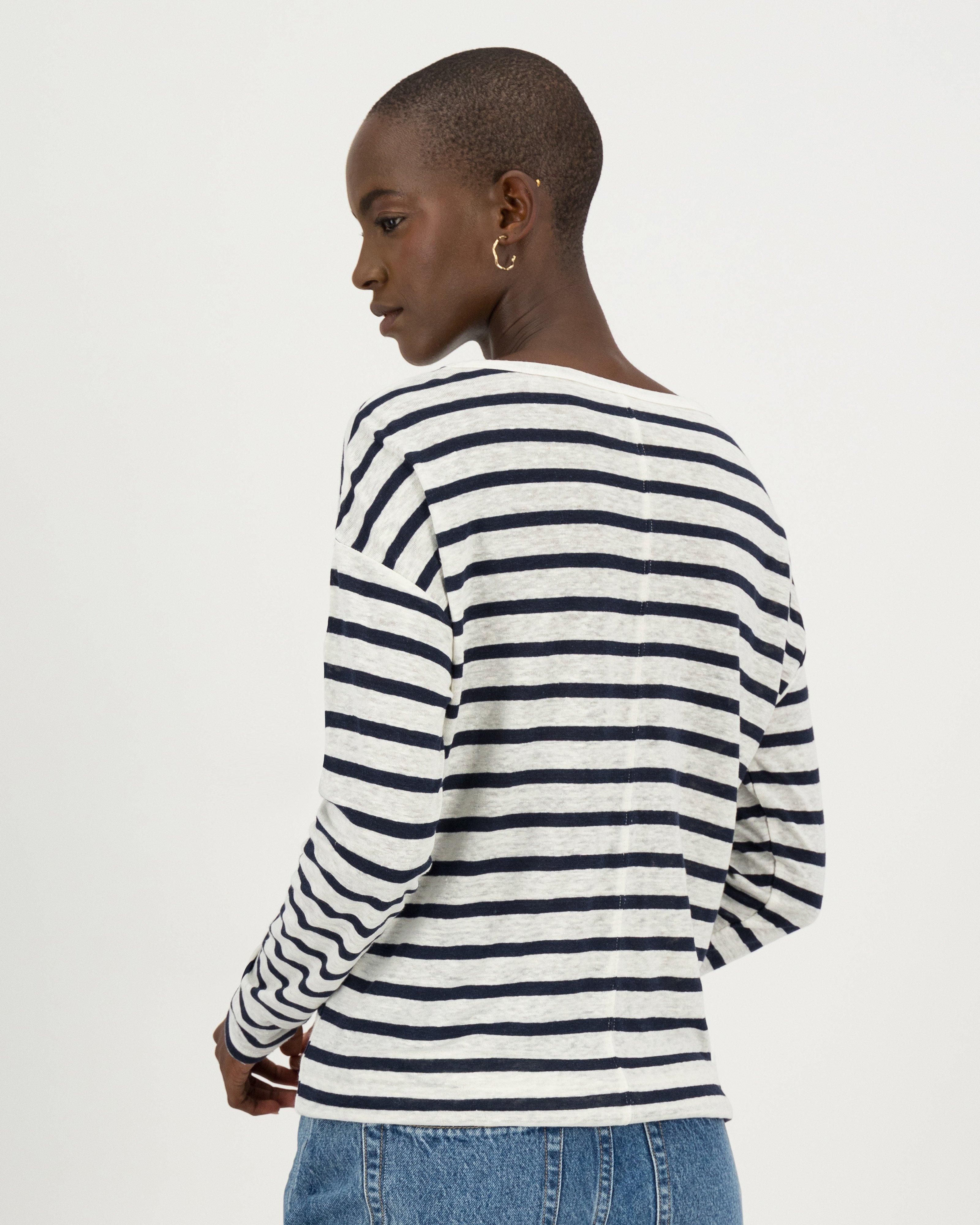 Hailee Linen Striped T-Shirt -  milk