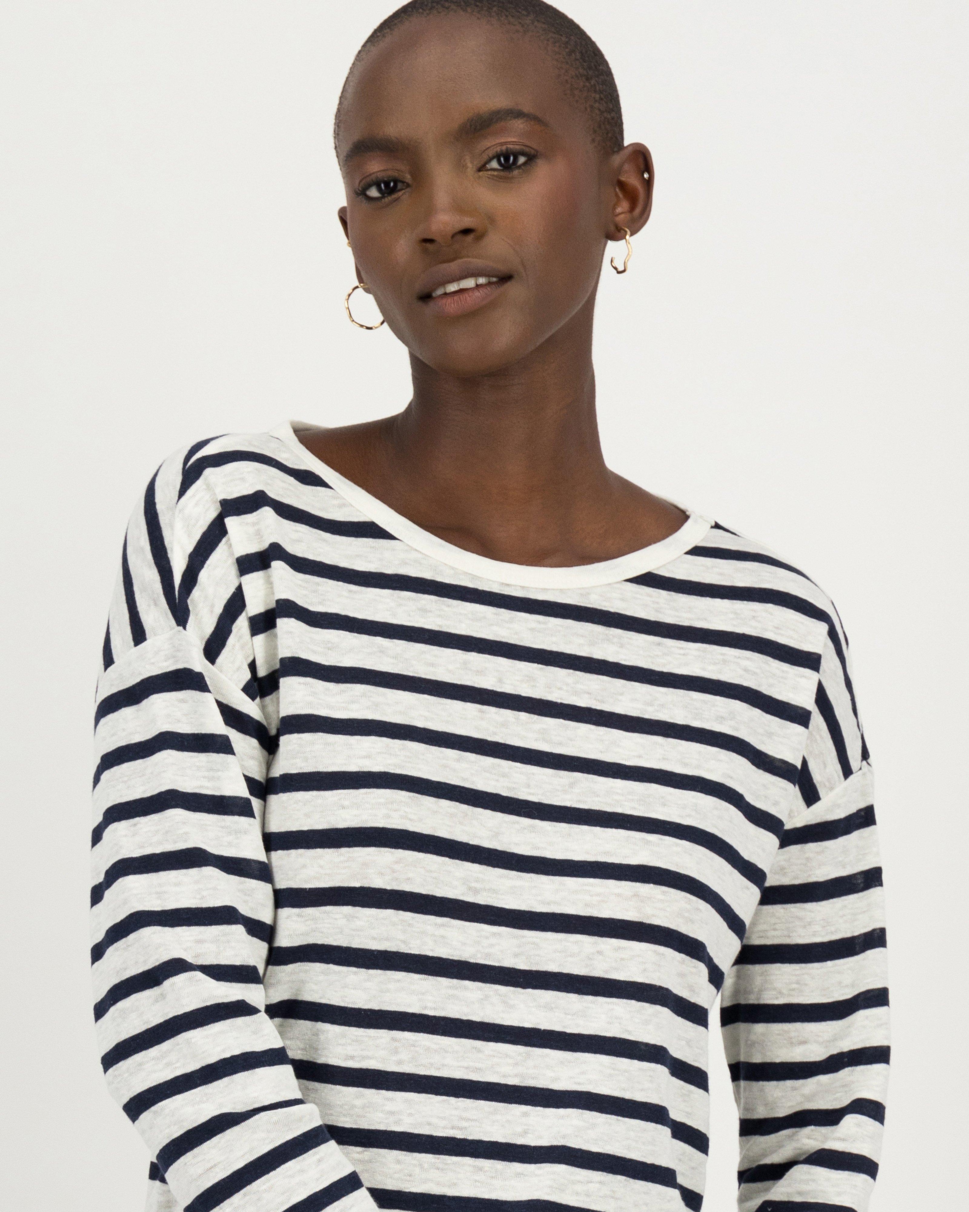 Hailee Linen Striped T-Shirt -  milk