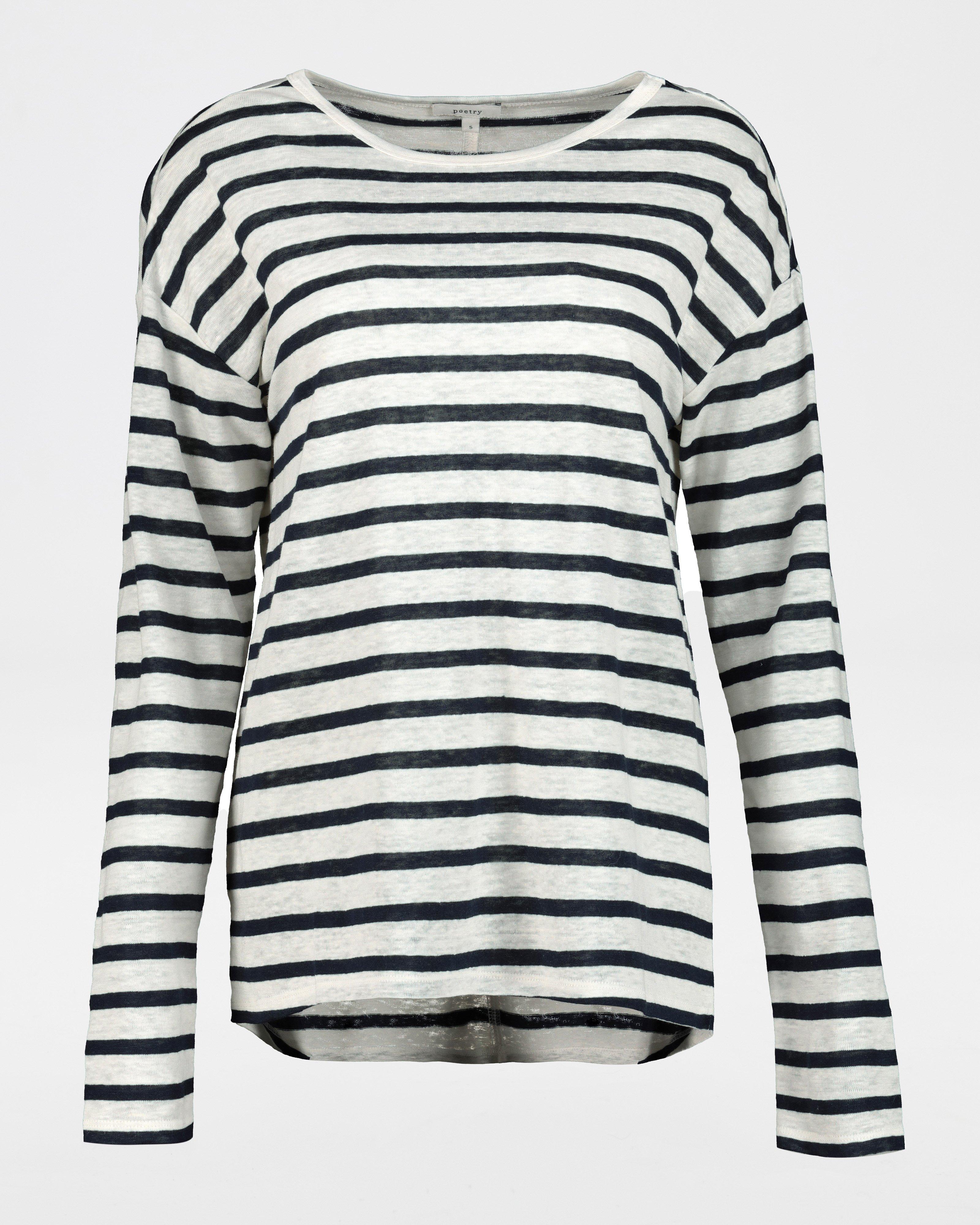 Hailee Linen Striped T-Shirt -  milk