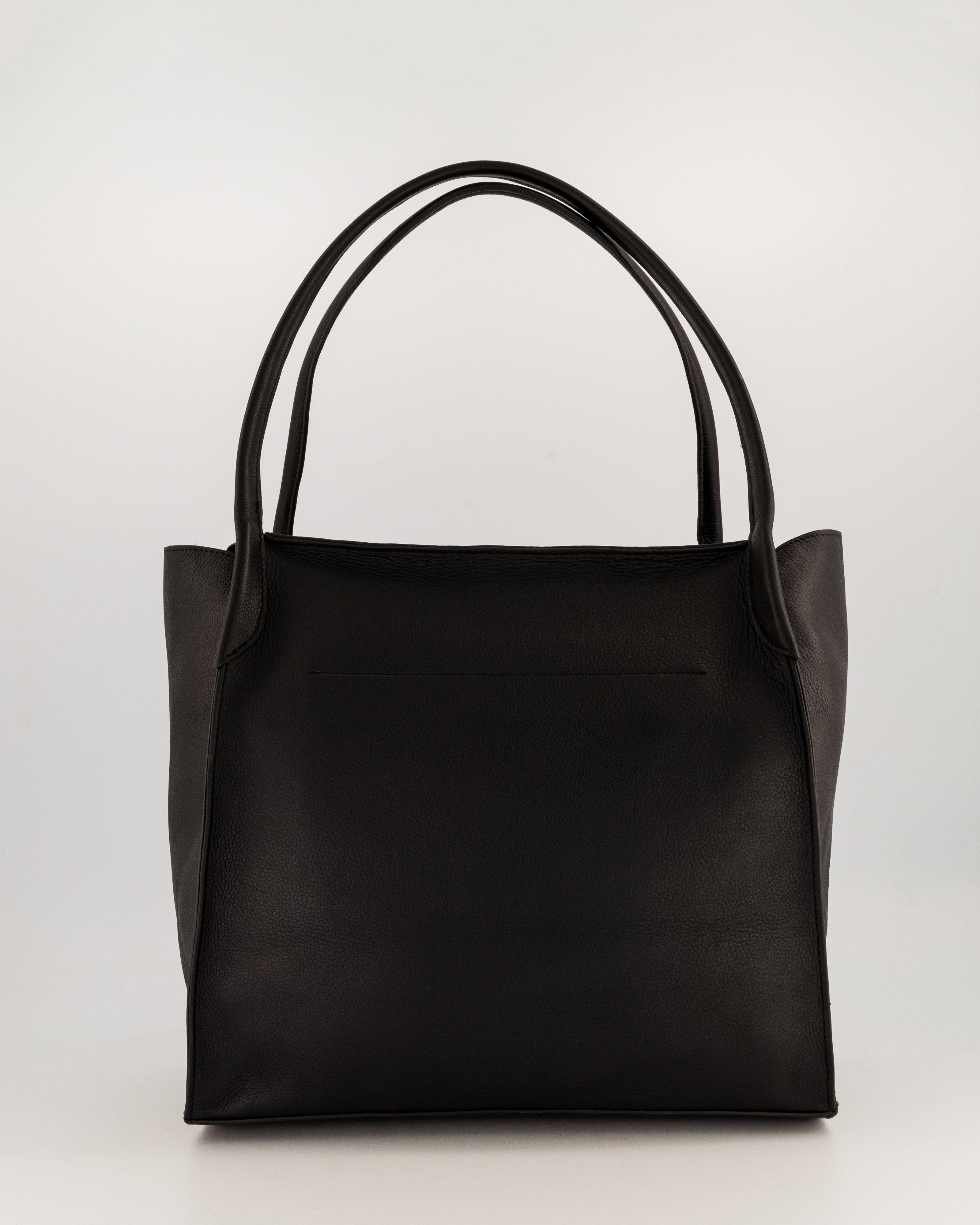 Uma Belted Leather Shopper Bag -  black