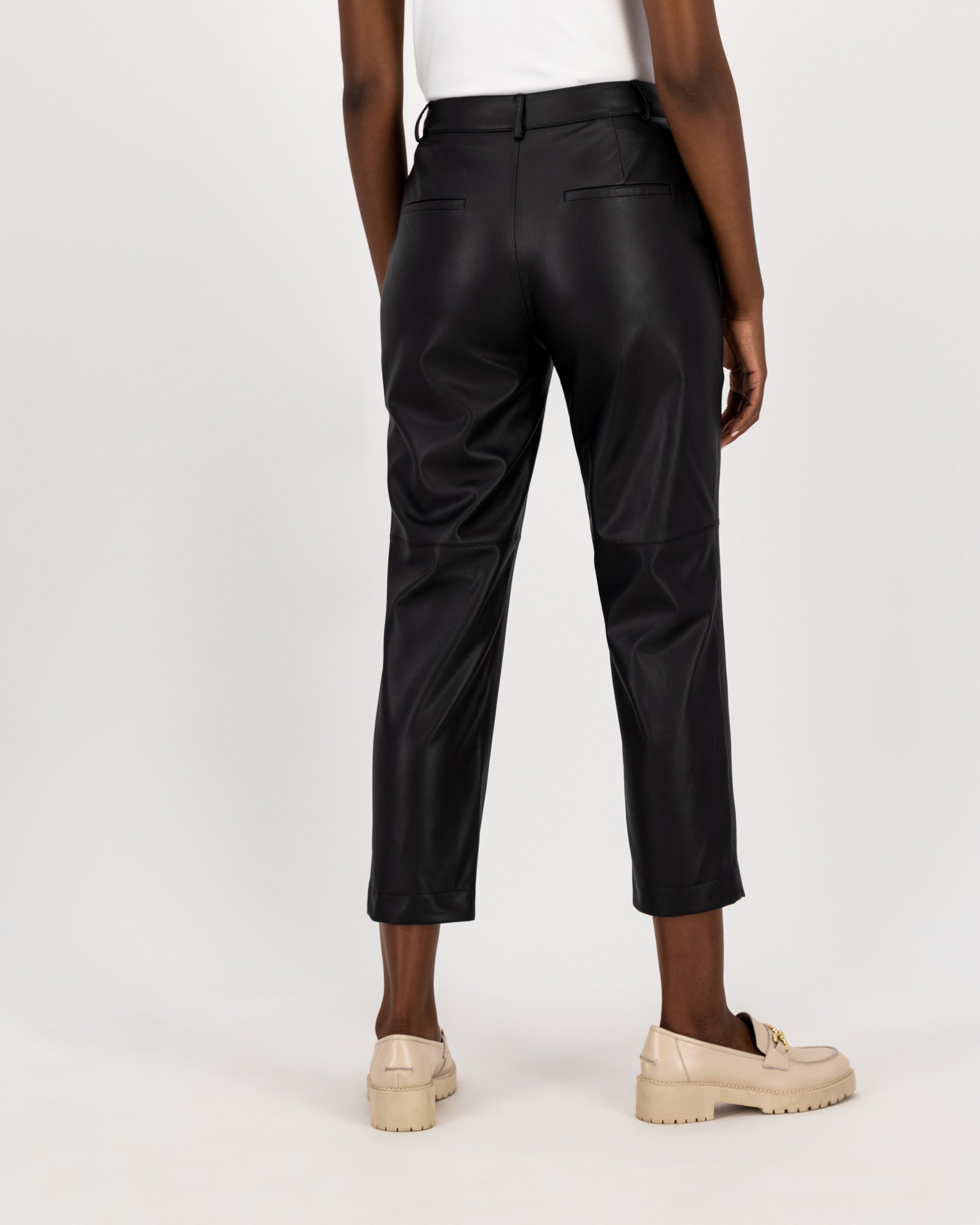 Lisa Faux Leather Slim-Leg Pants -  black