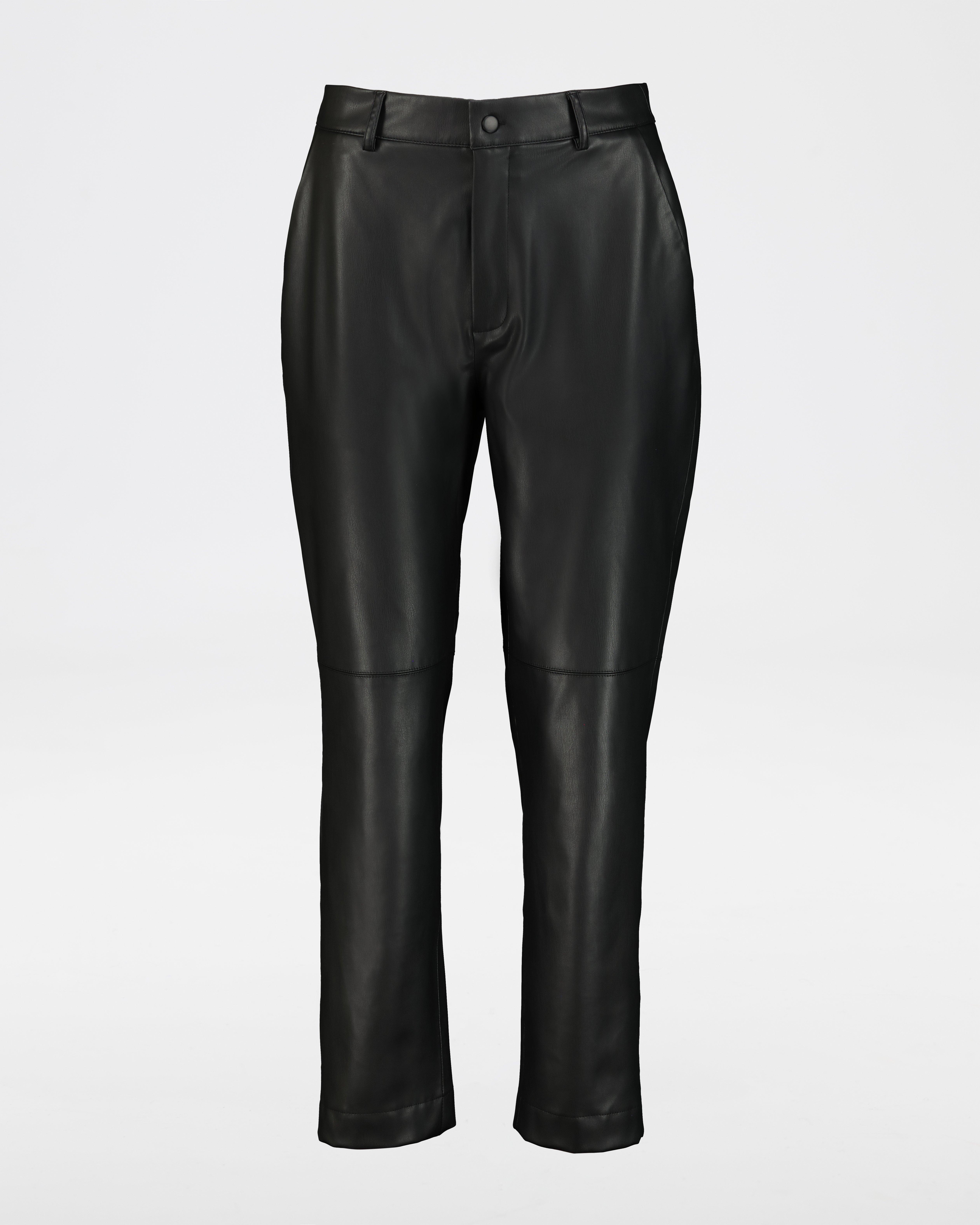 Lisa Faux Leather Slim-Leg Pants -  black