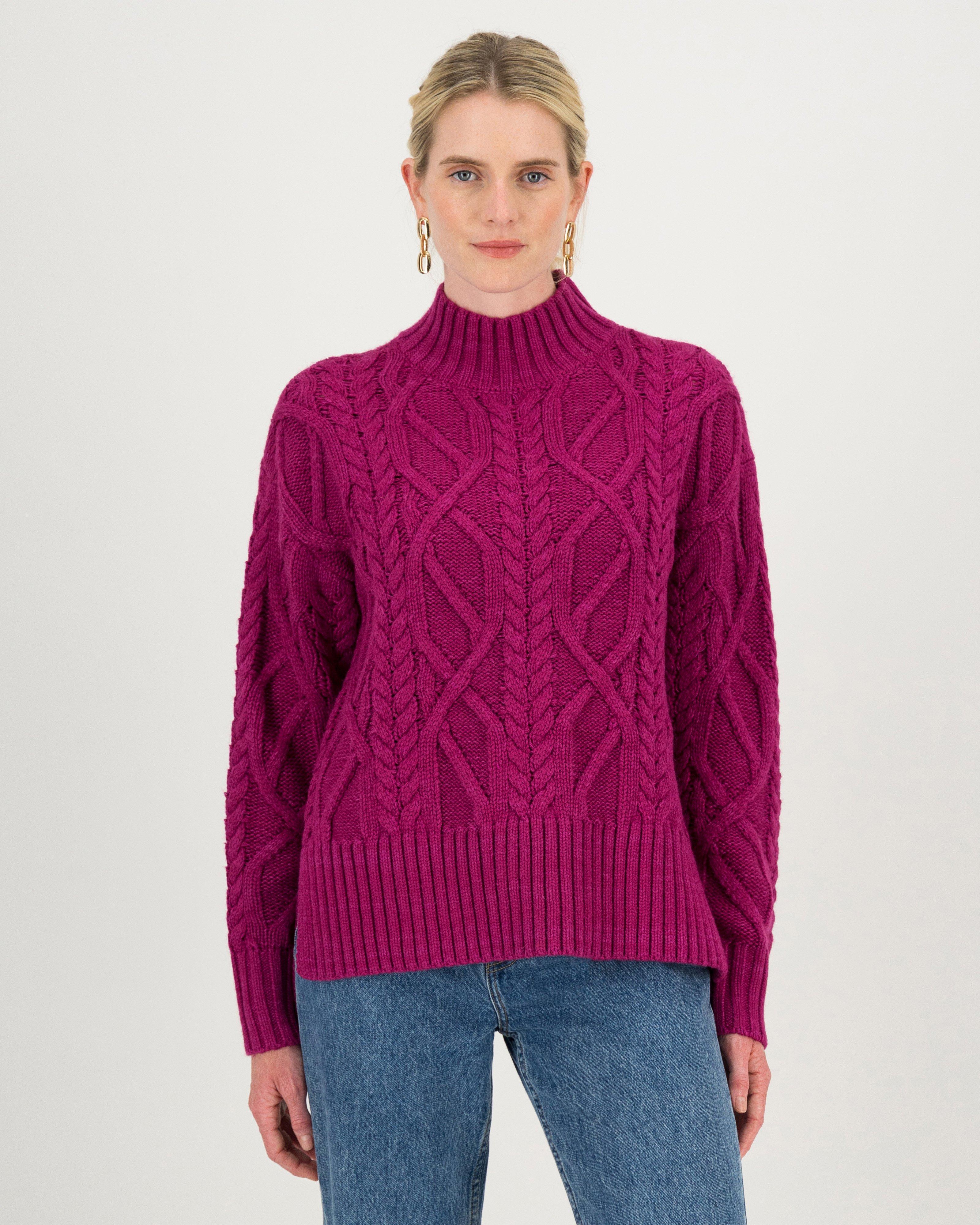 Poetry Simona Cabled Jumper -  berry