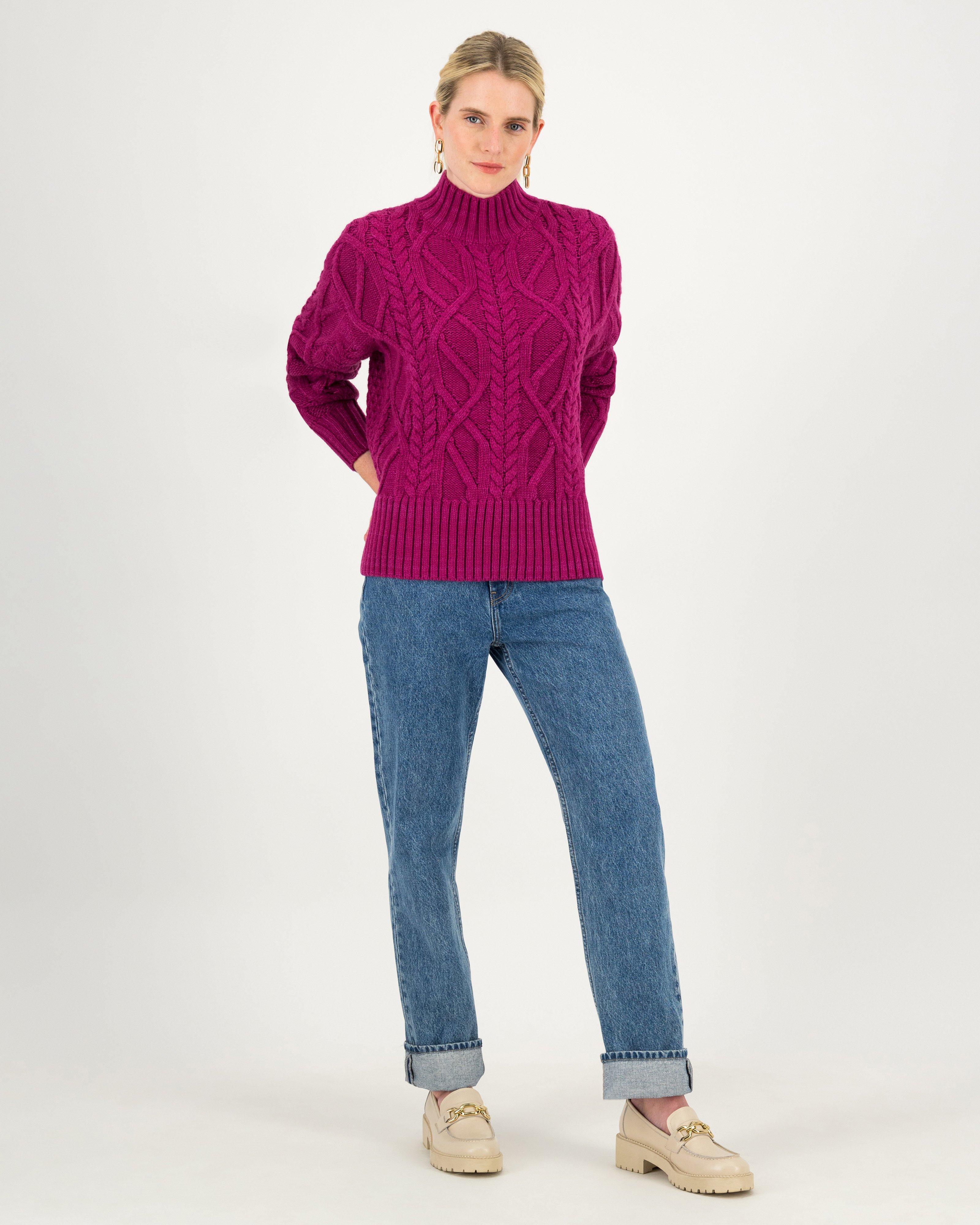 Poetry Simona Cabled Jumper -  berry