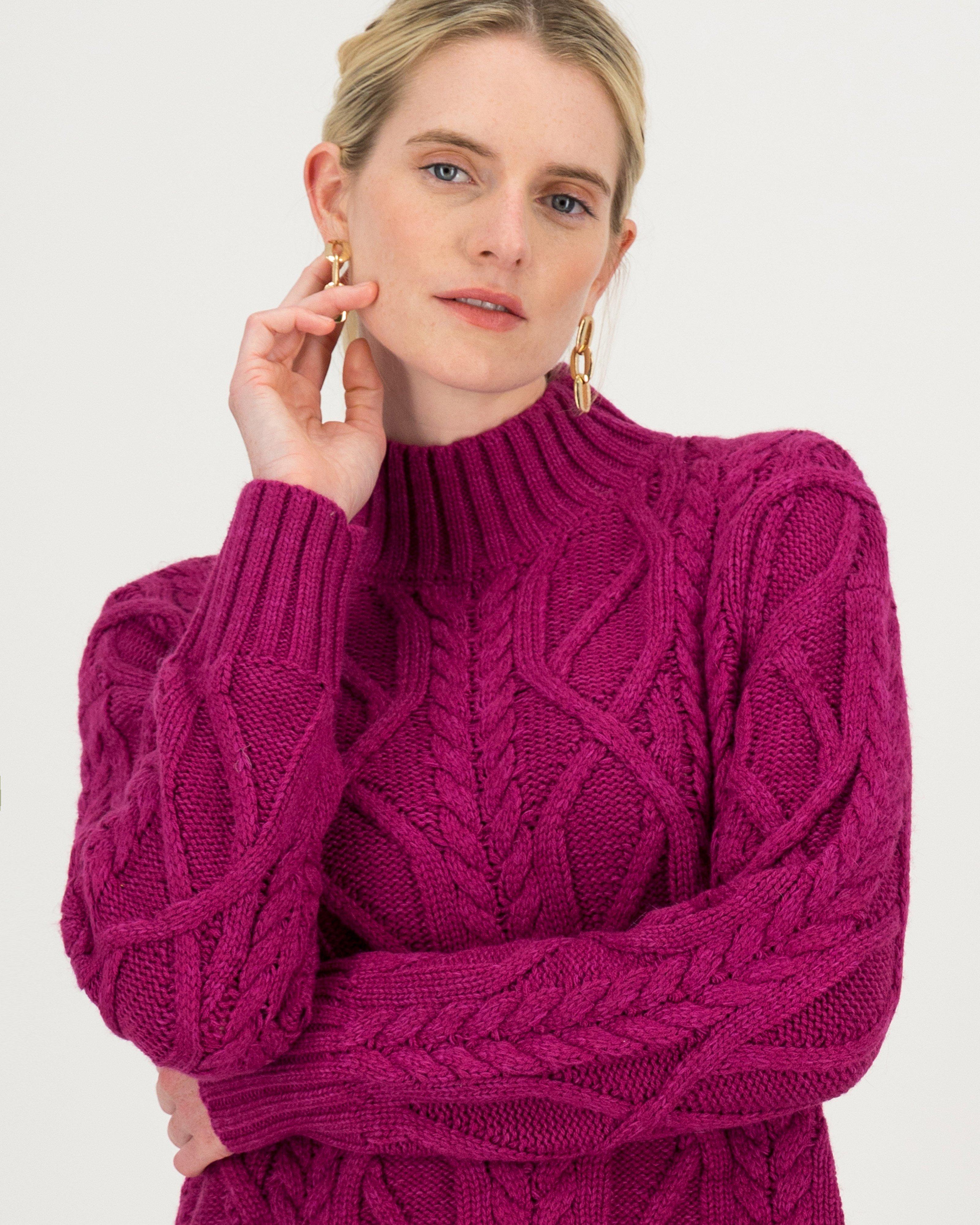 Poetry Simona Cabled Jumper -  berry