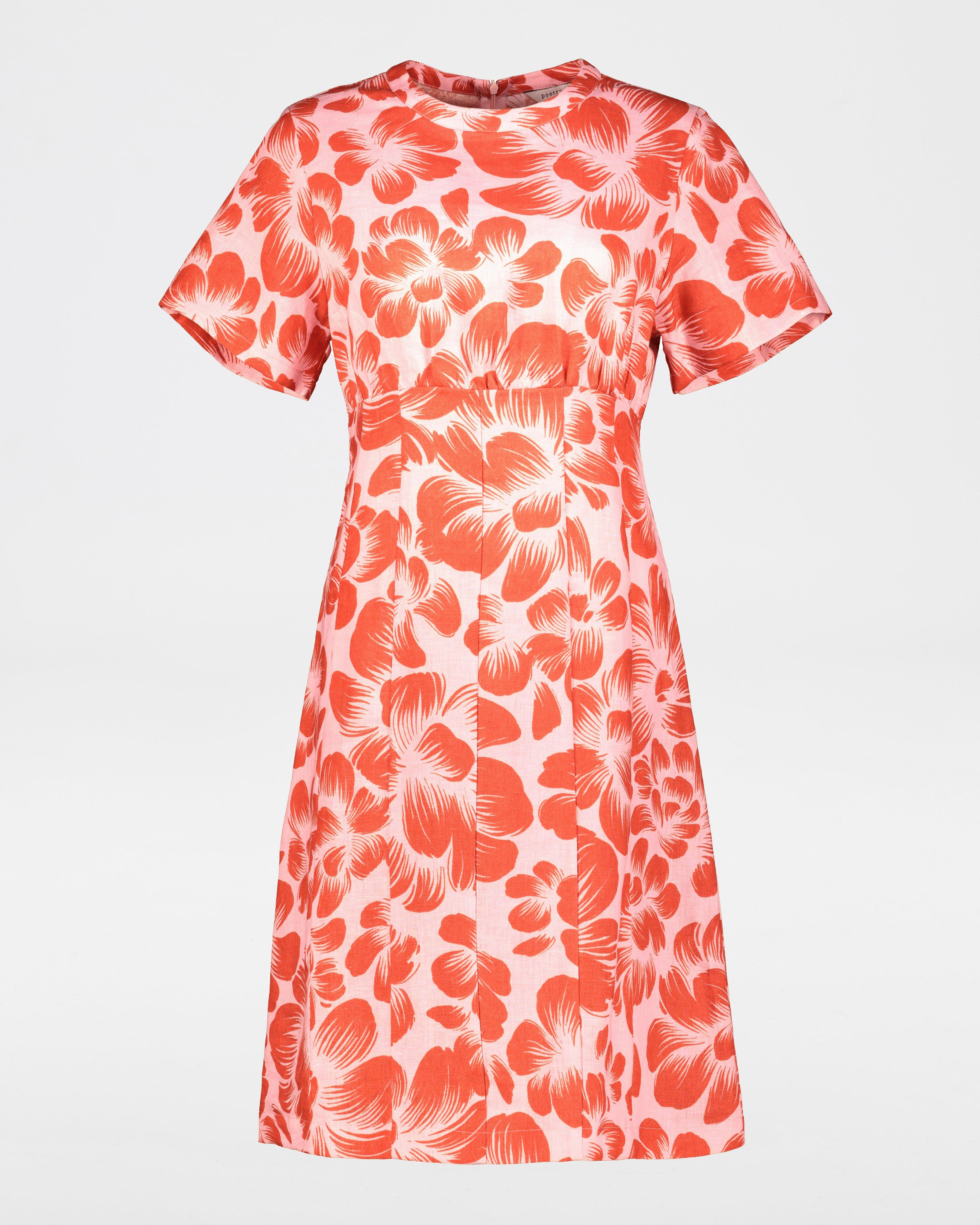 Fabienne Printed Linen Shift Dress -  pink