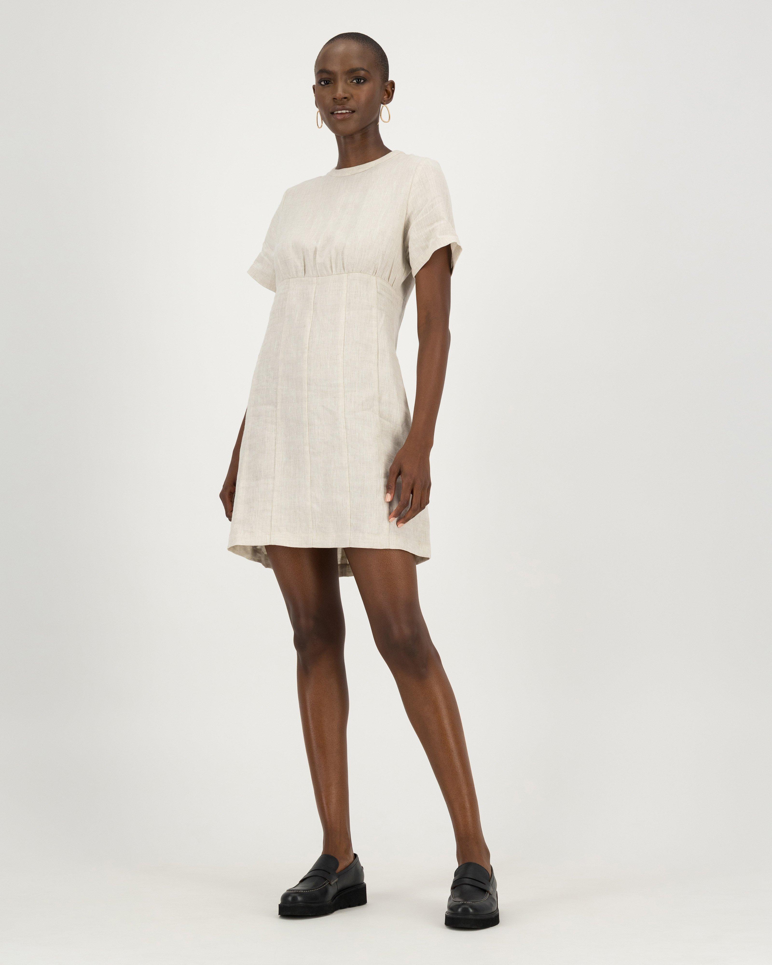 Fabienne Linen Shift Dress -  stone