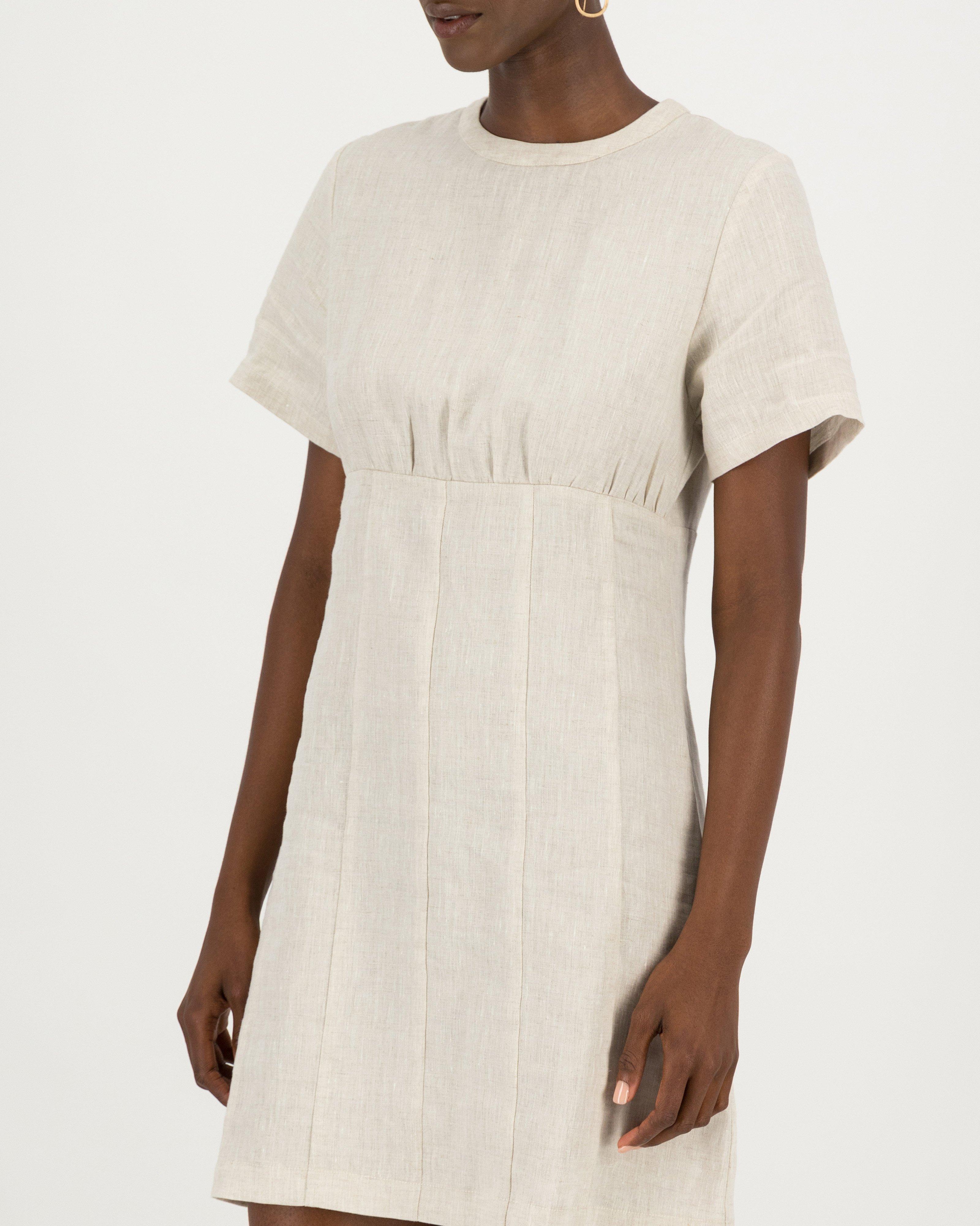 Fabienne Linen Shift Dress -  stone