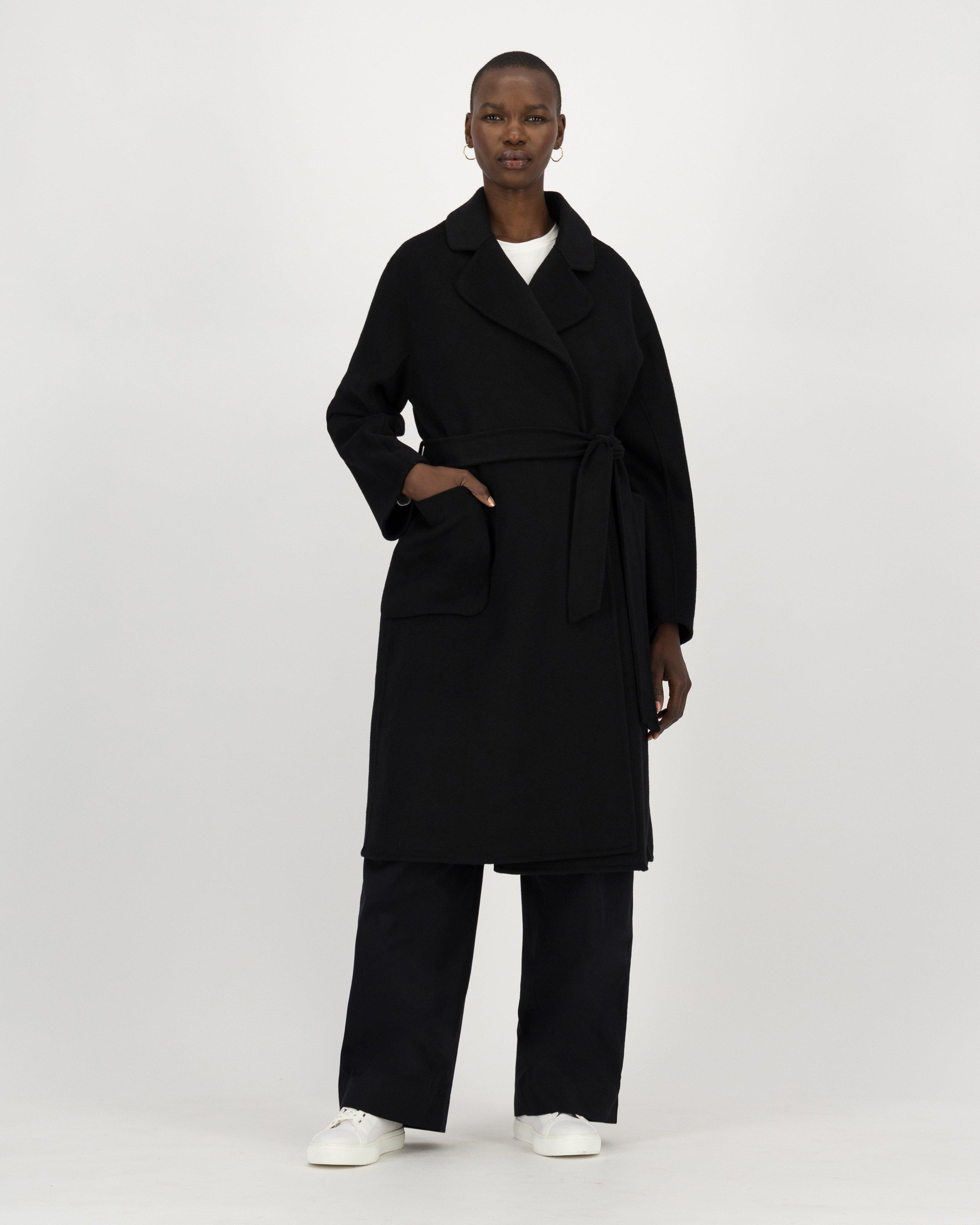 Delilah Wool Blend Coat -  black