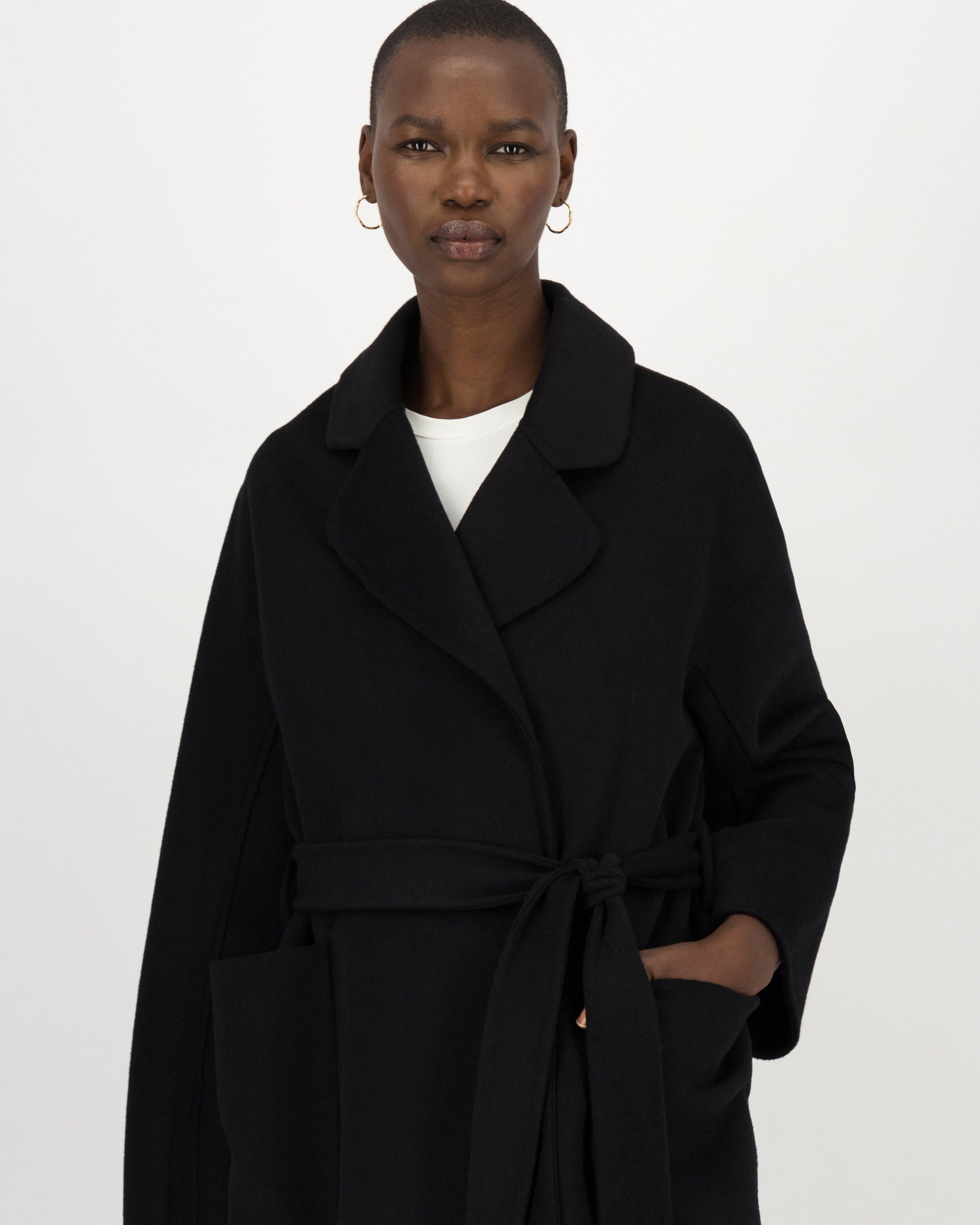 Delilah Wool Blend Coat -  black