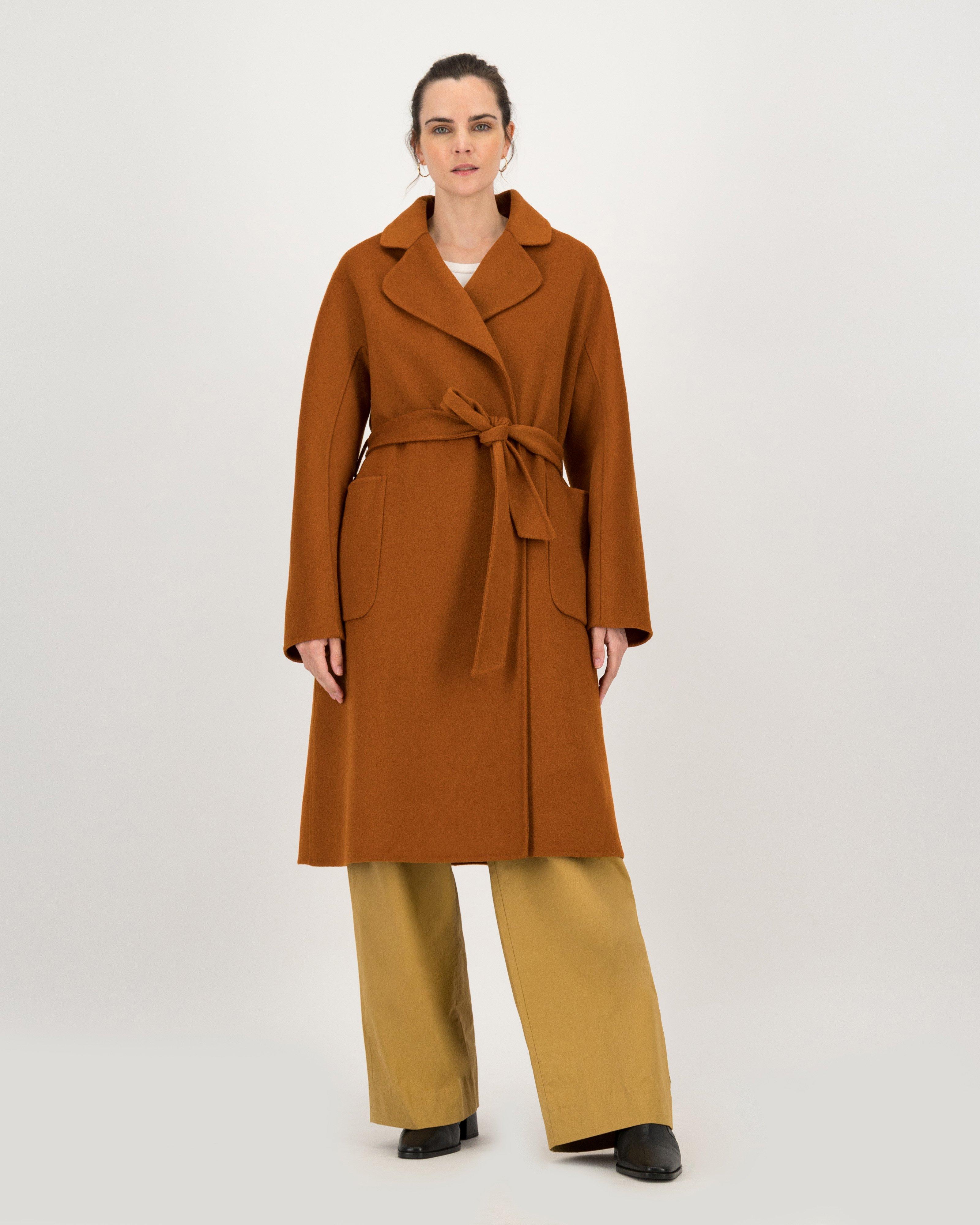 Delilah Wool Blend Coat -  rust