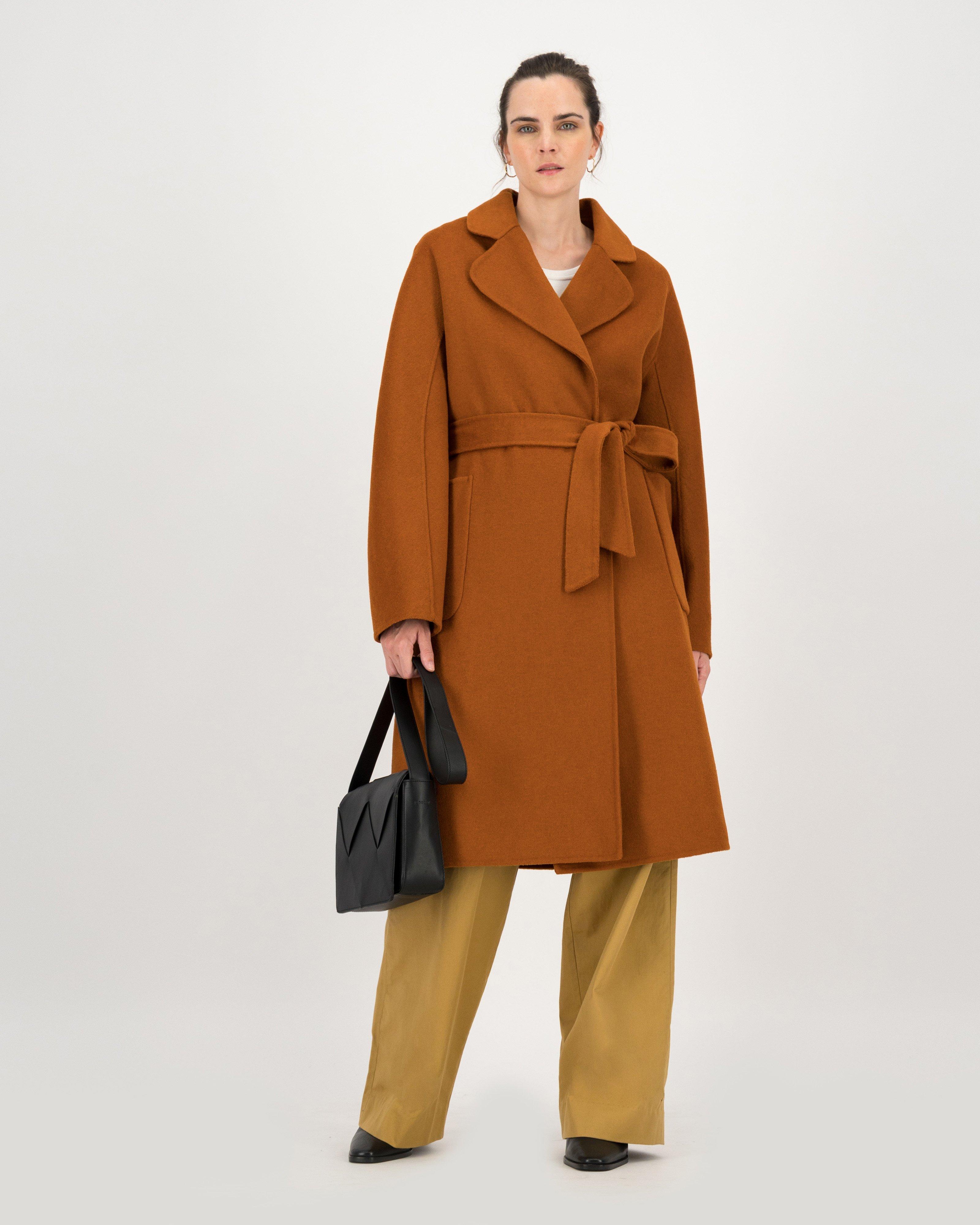 Delilah Wool Blend Coat -  rust