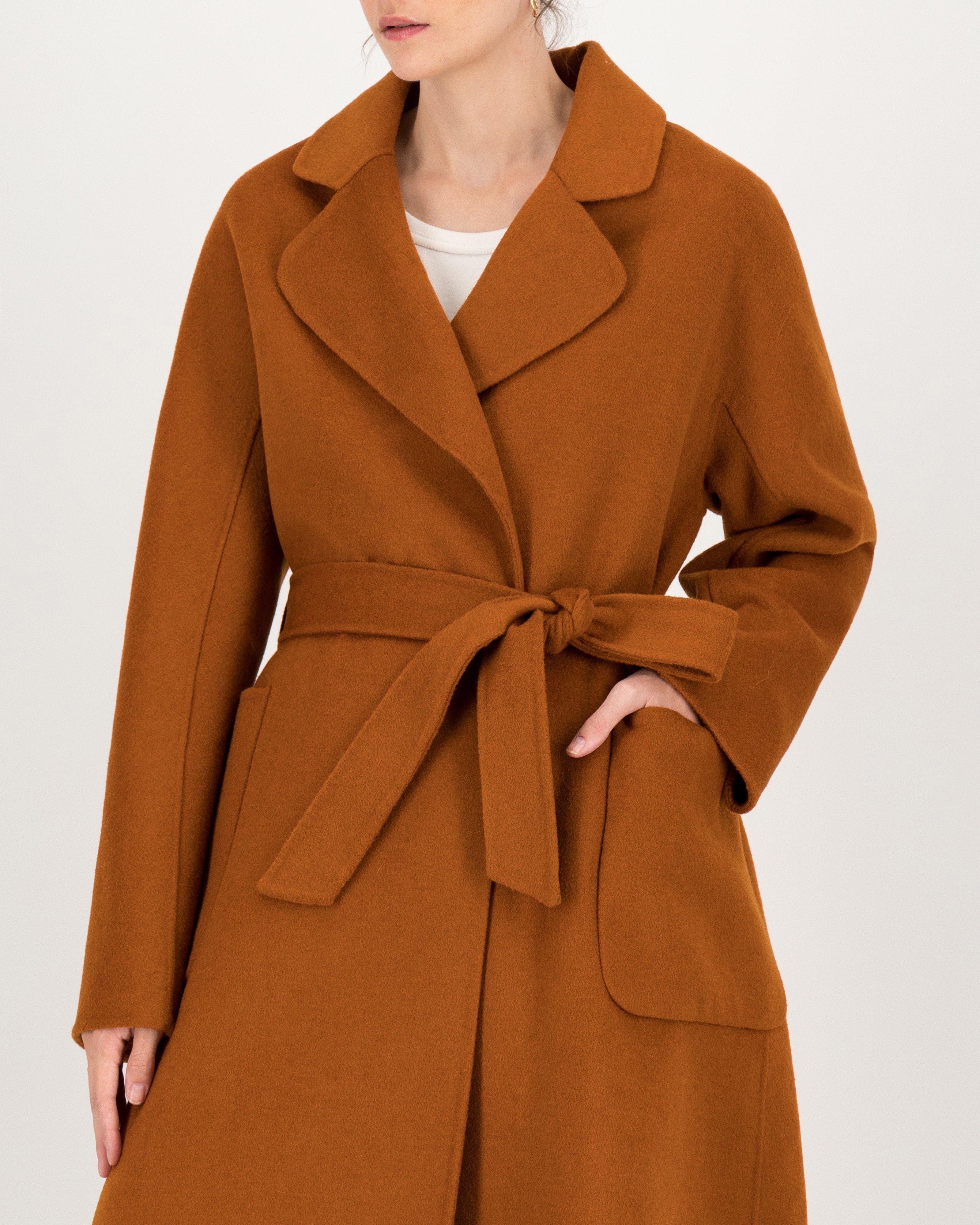 Delilah Wool Blend Coat -  rust