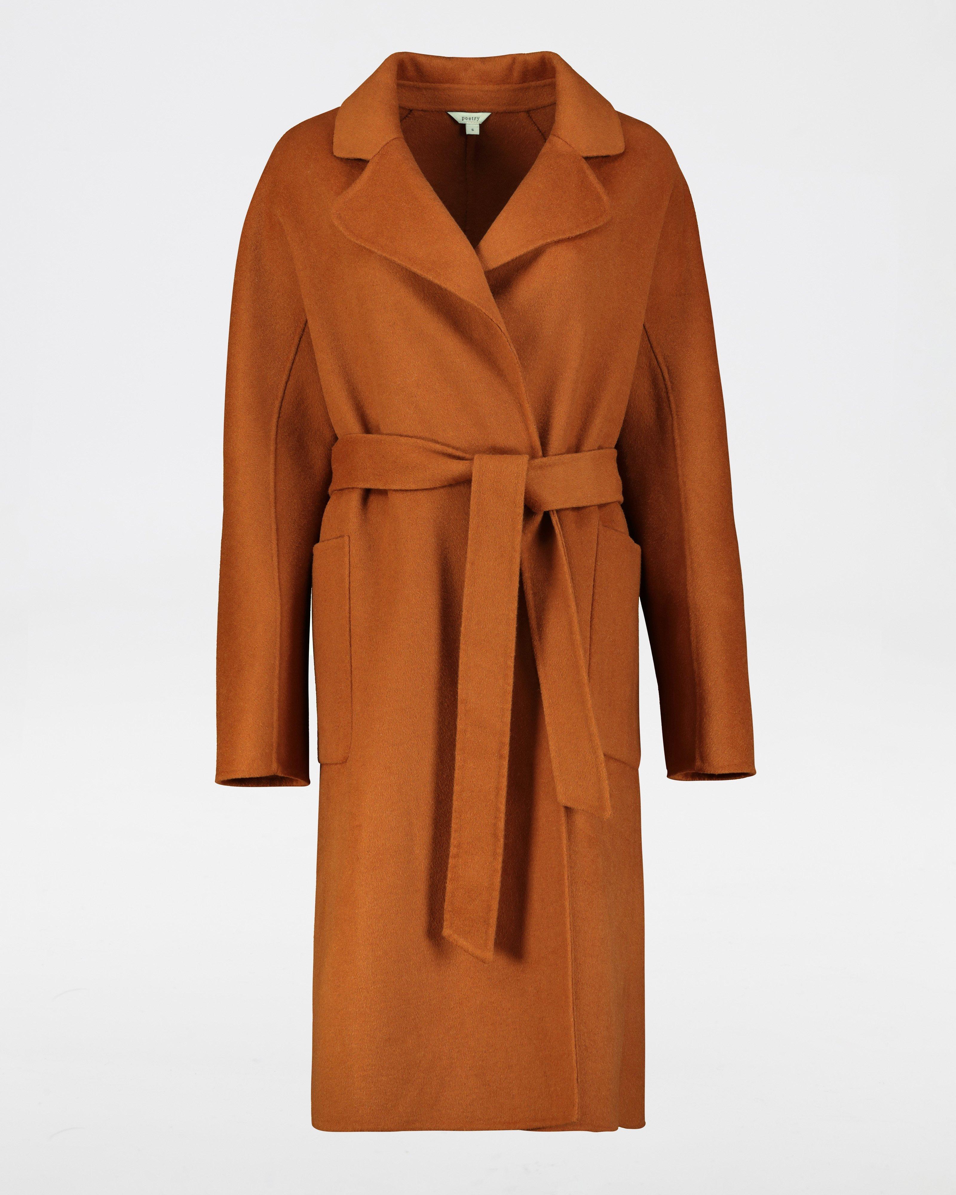 Delilah Wool Blend Coat -  rust