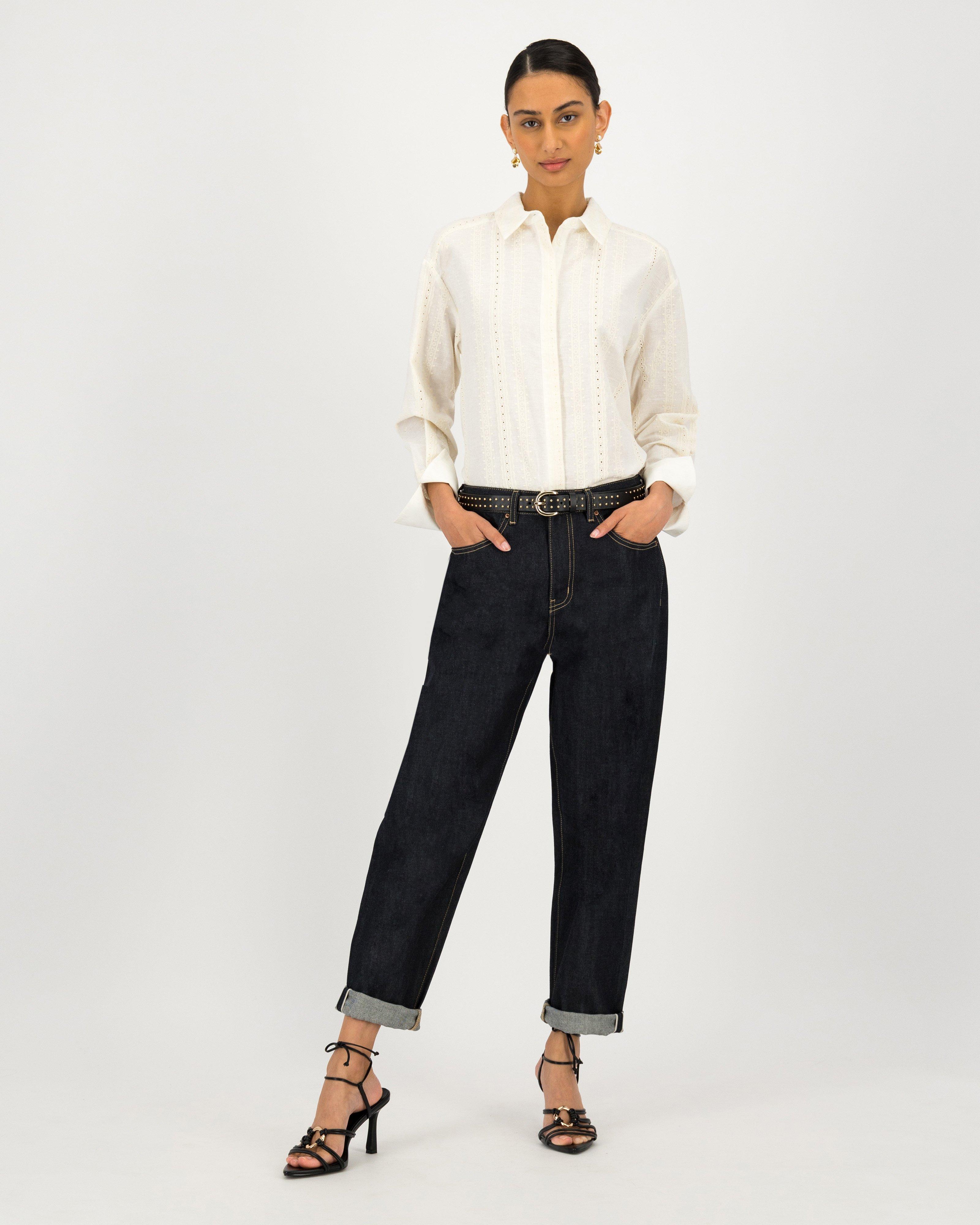 Rosalie Embroidered Linen Shirt -  milk