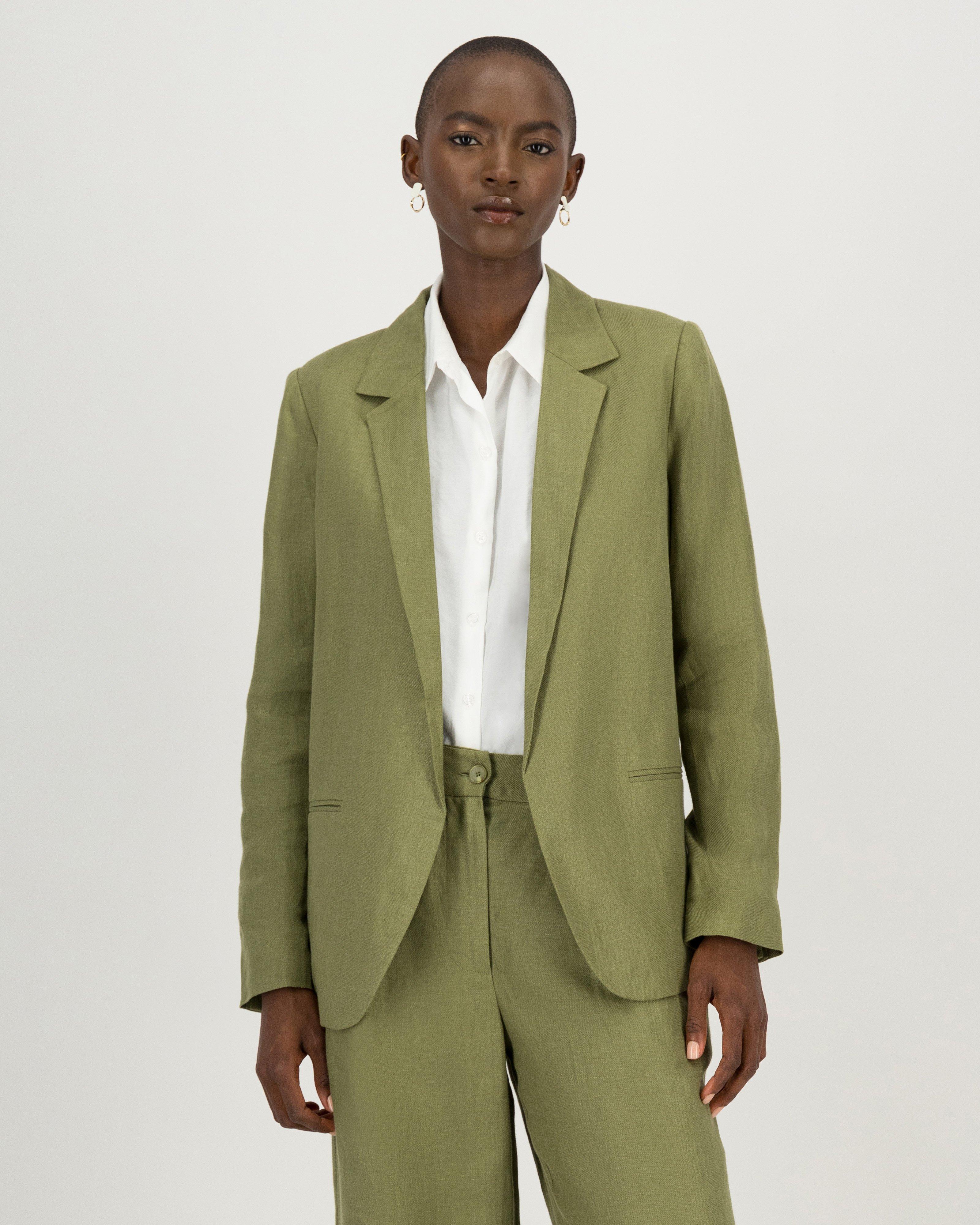 Georgia Linen Blazer -  green