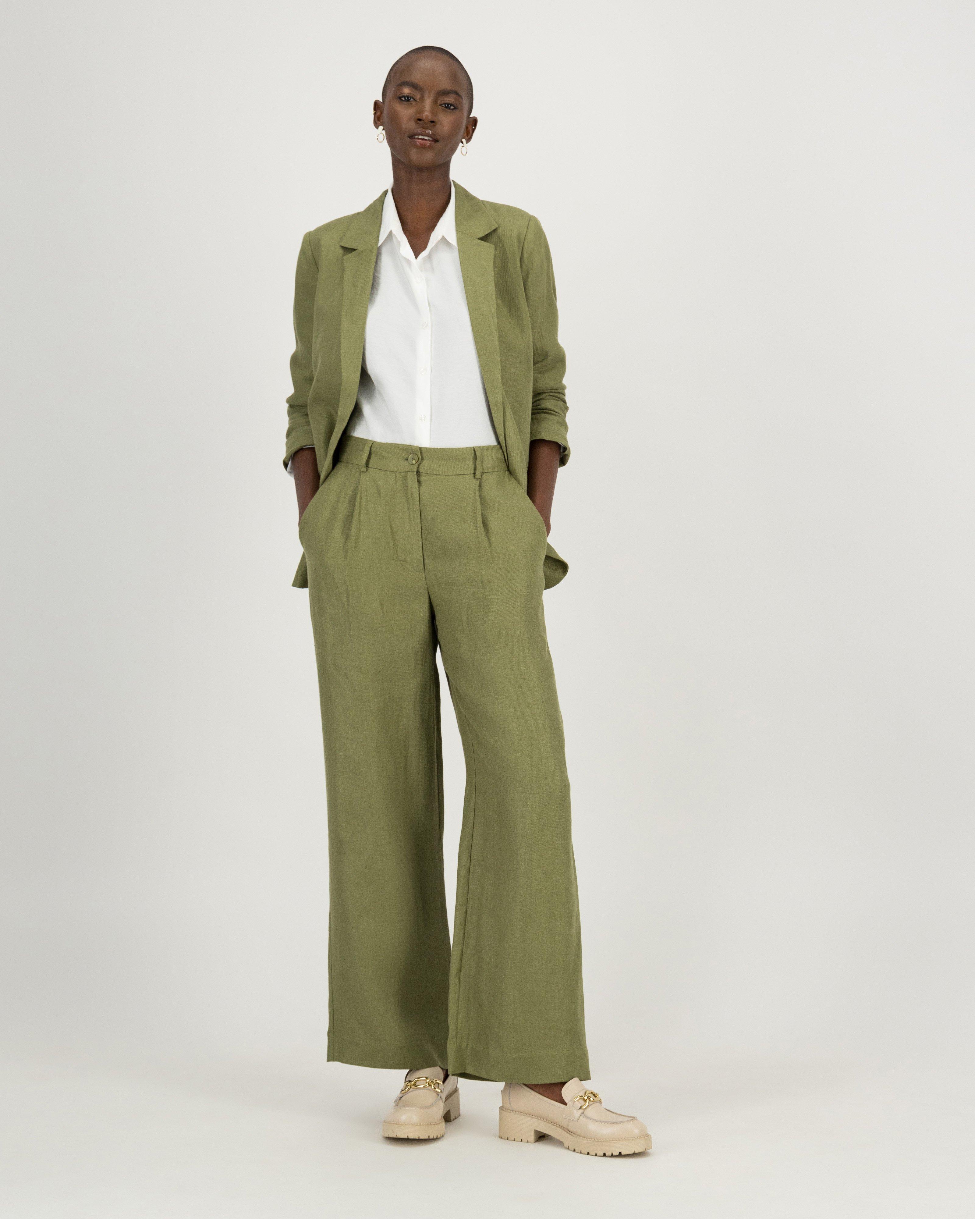 Georgia Linen Blazer -  green