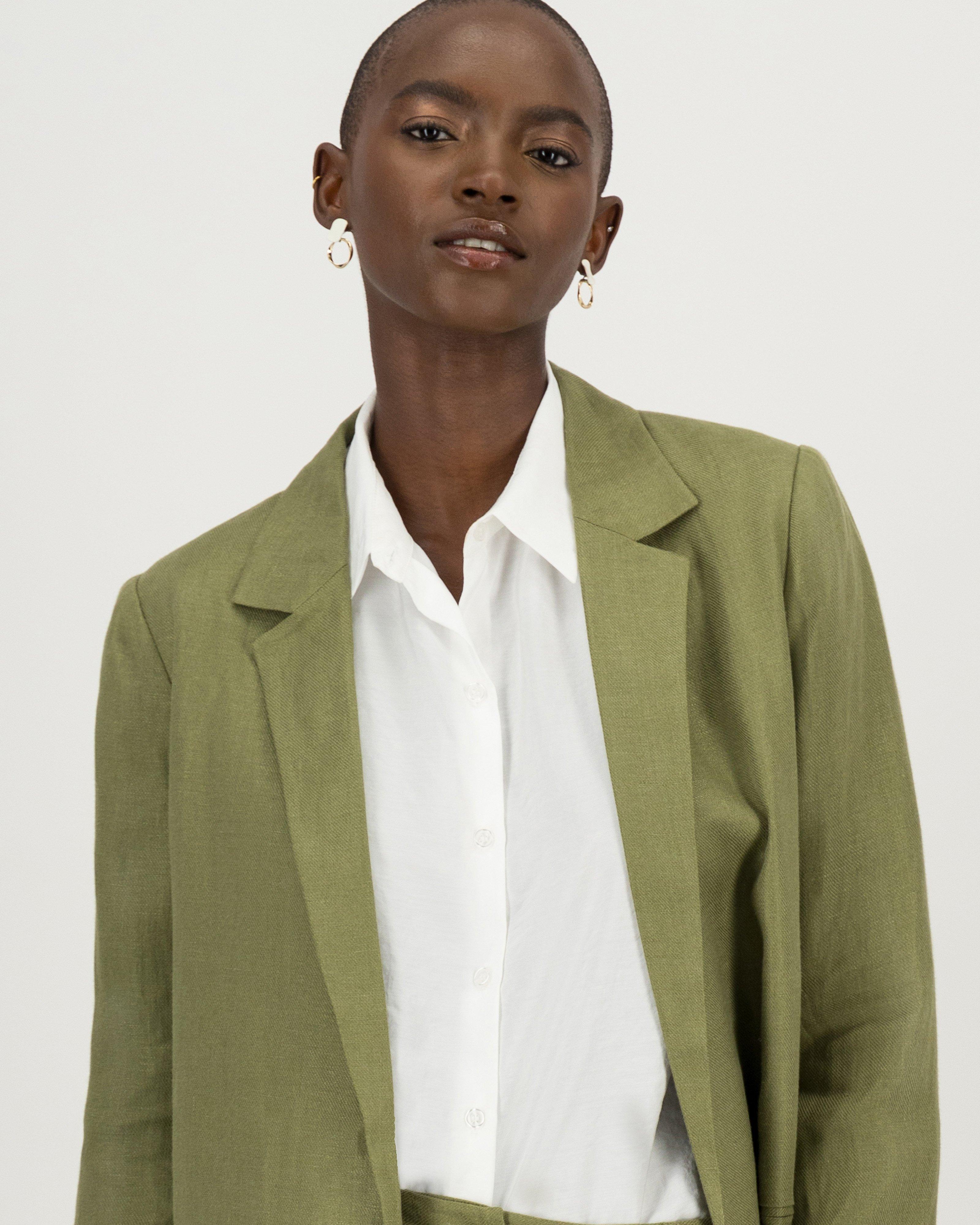 Georgia Linen Blazer -  green