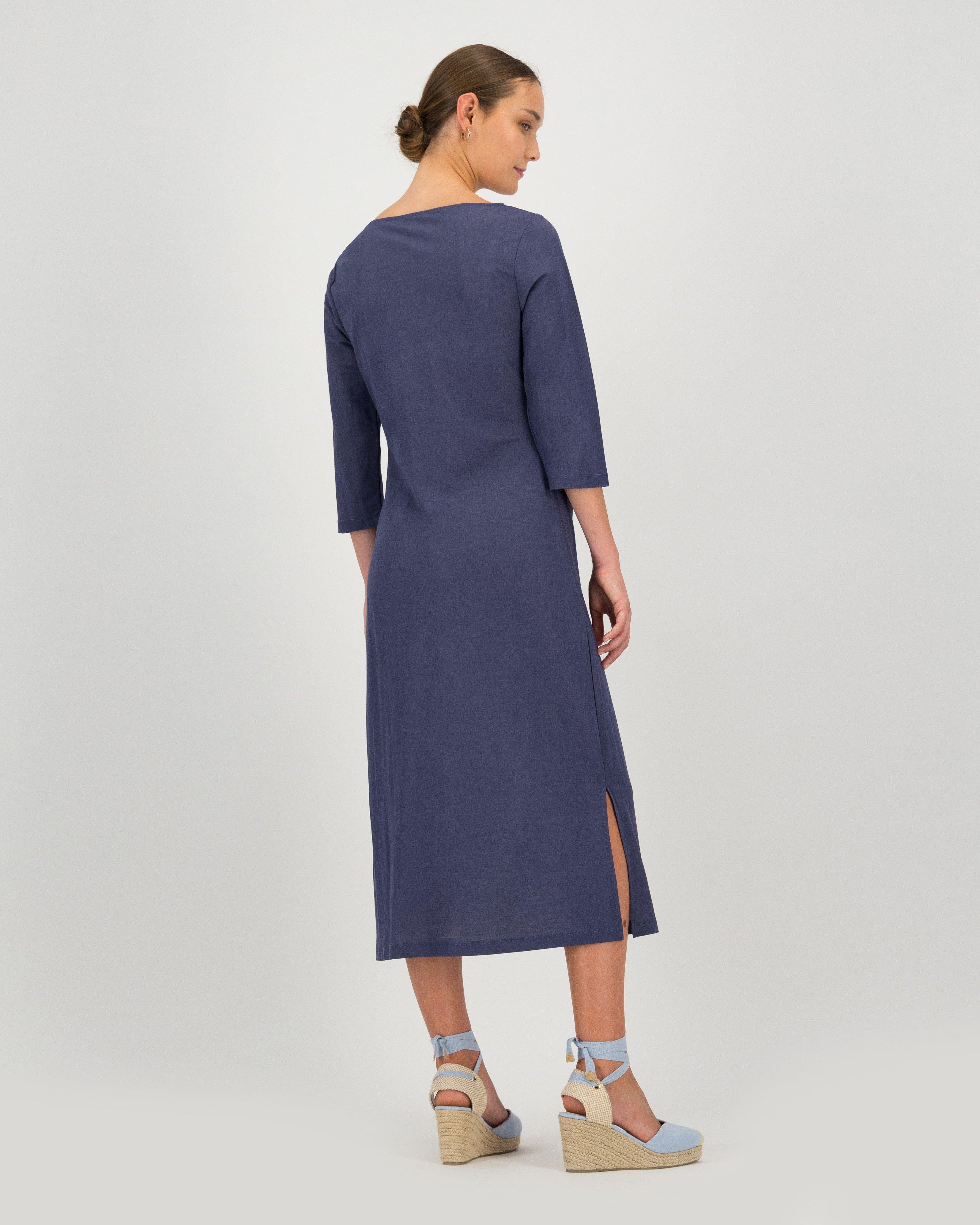 Isla Pique Knit Dress -  navy