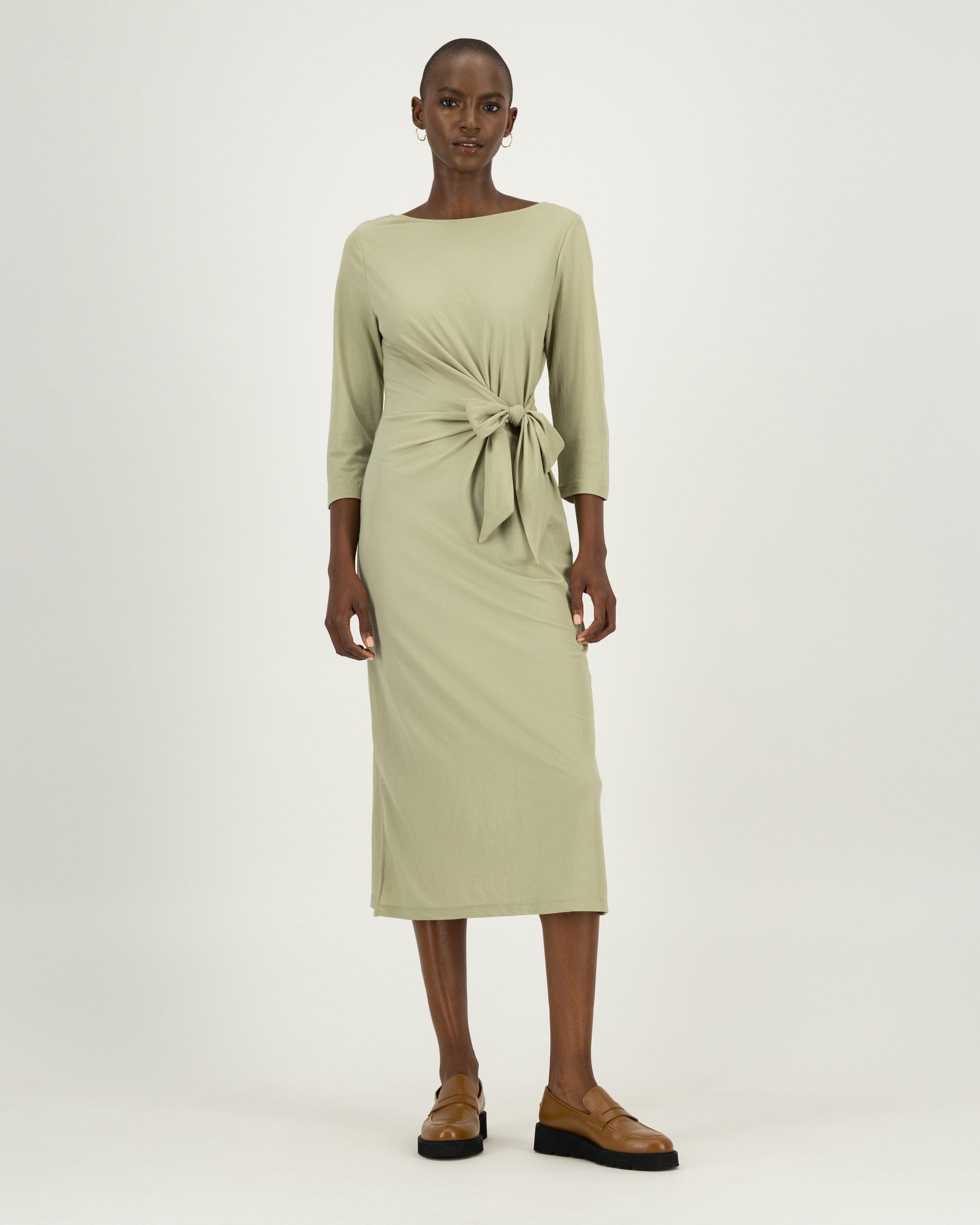 Isla Pique Knit Dress -  sage