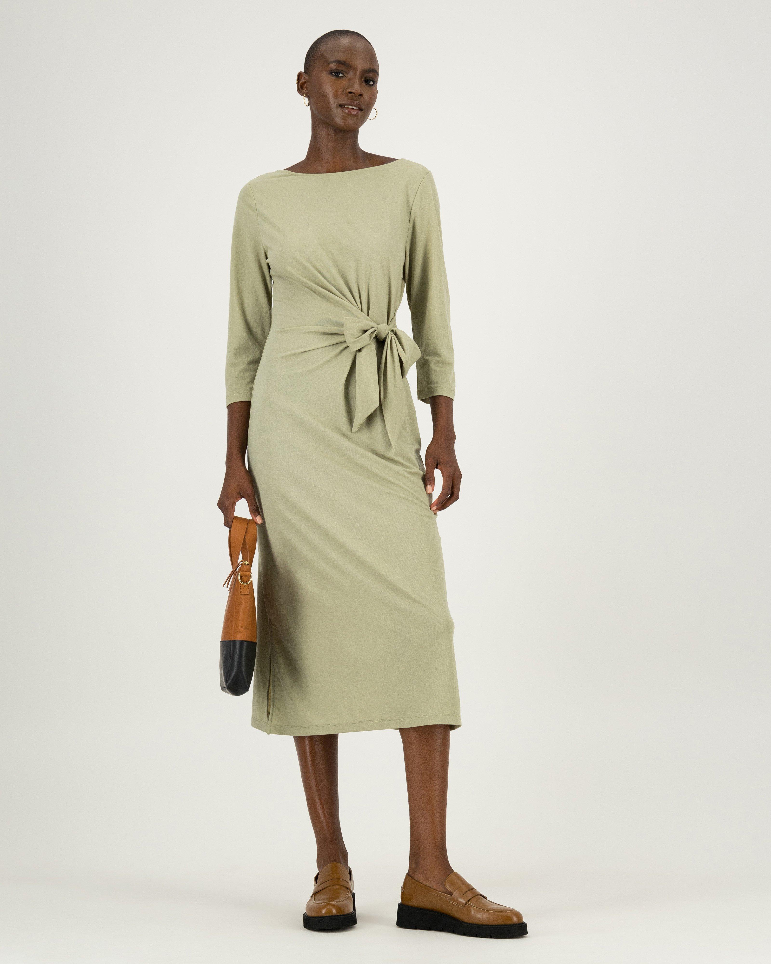 Isla Pique Knit Dress -  sage