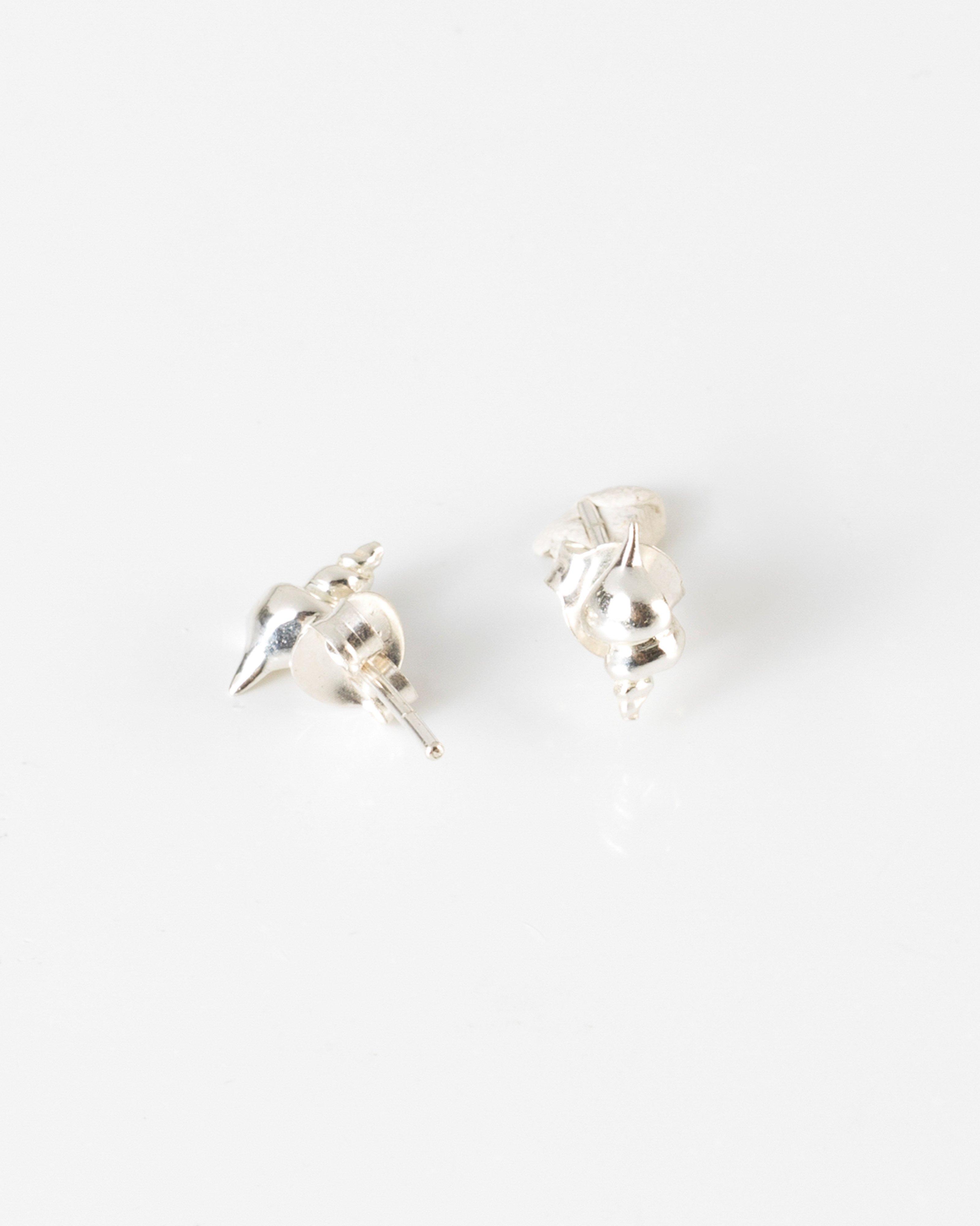 Black Betty Large Tulip Shell Stud Earrings -  silver