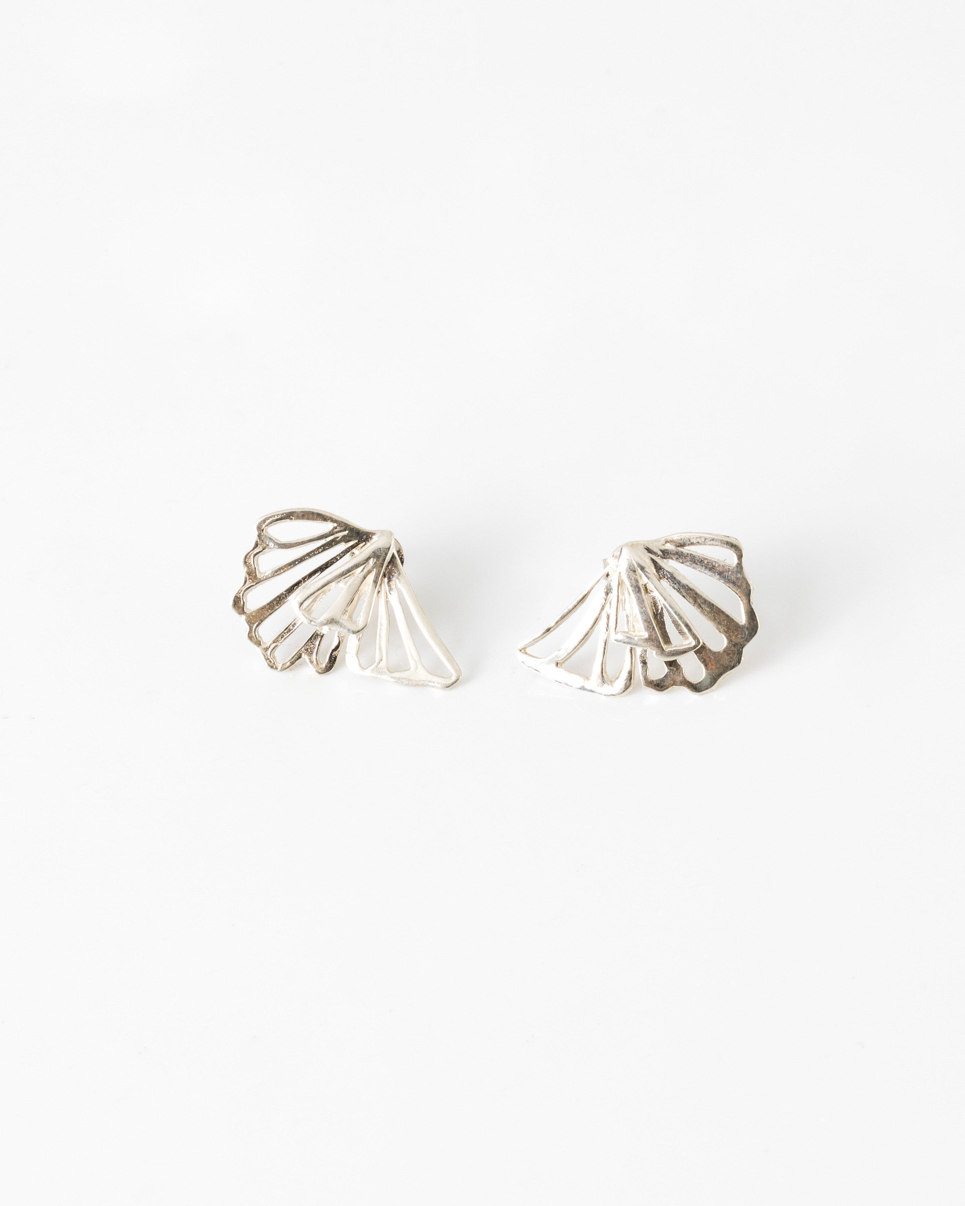 Black Betty Pierced Seashell Studs -  silver