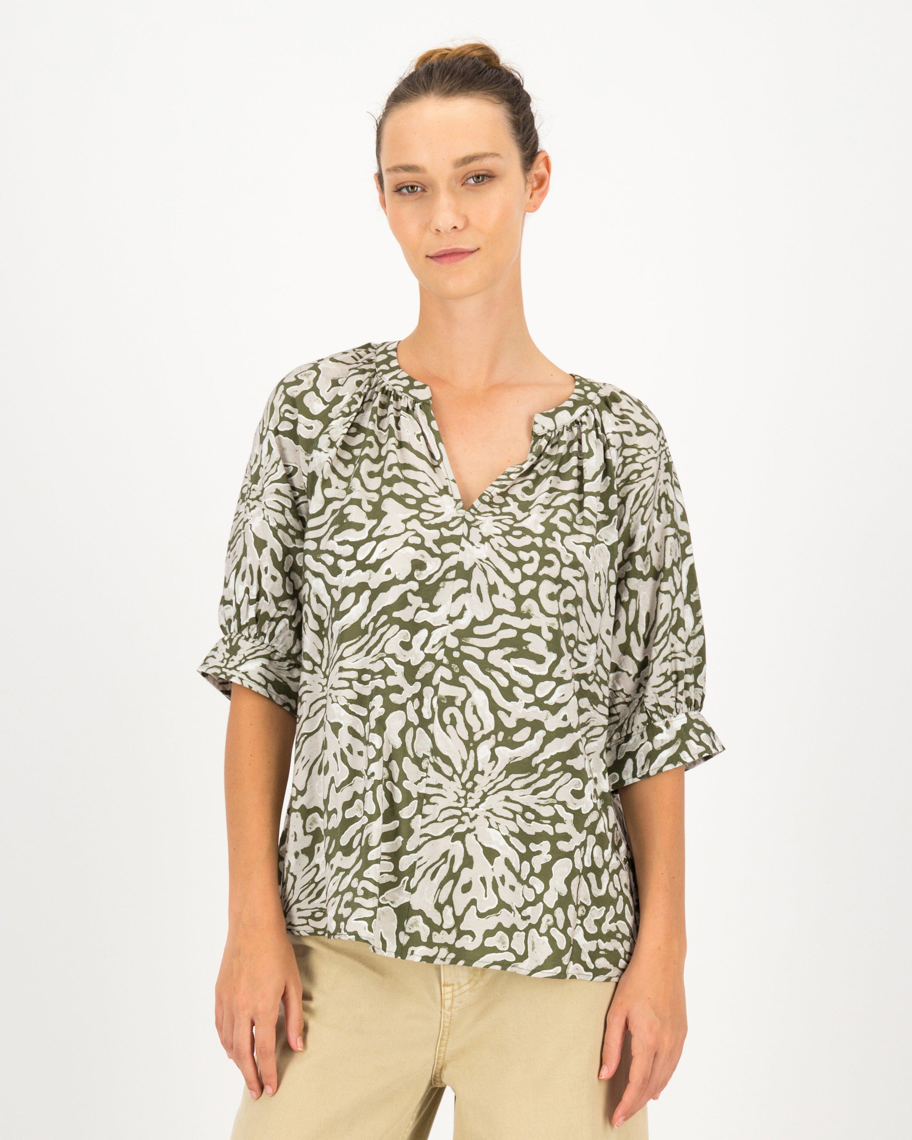 Carey Printed Popover -  darkgreen/darkolive