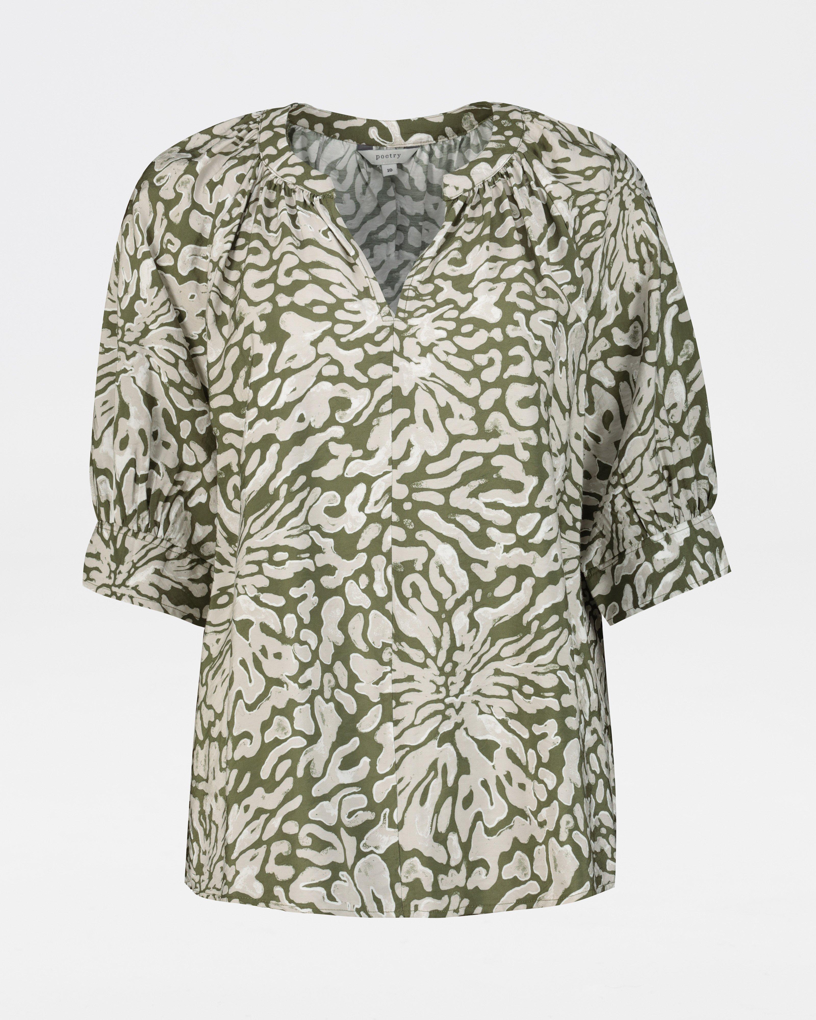 Carey Printed Popover -  darkgreen/darkolive