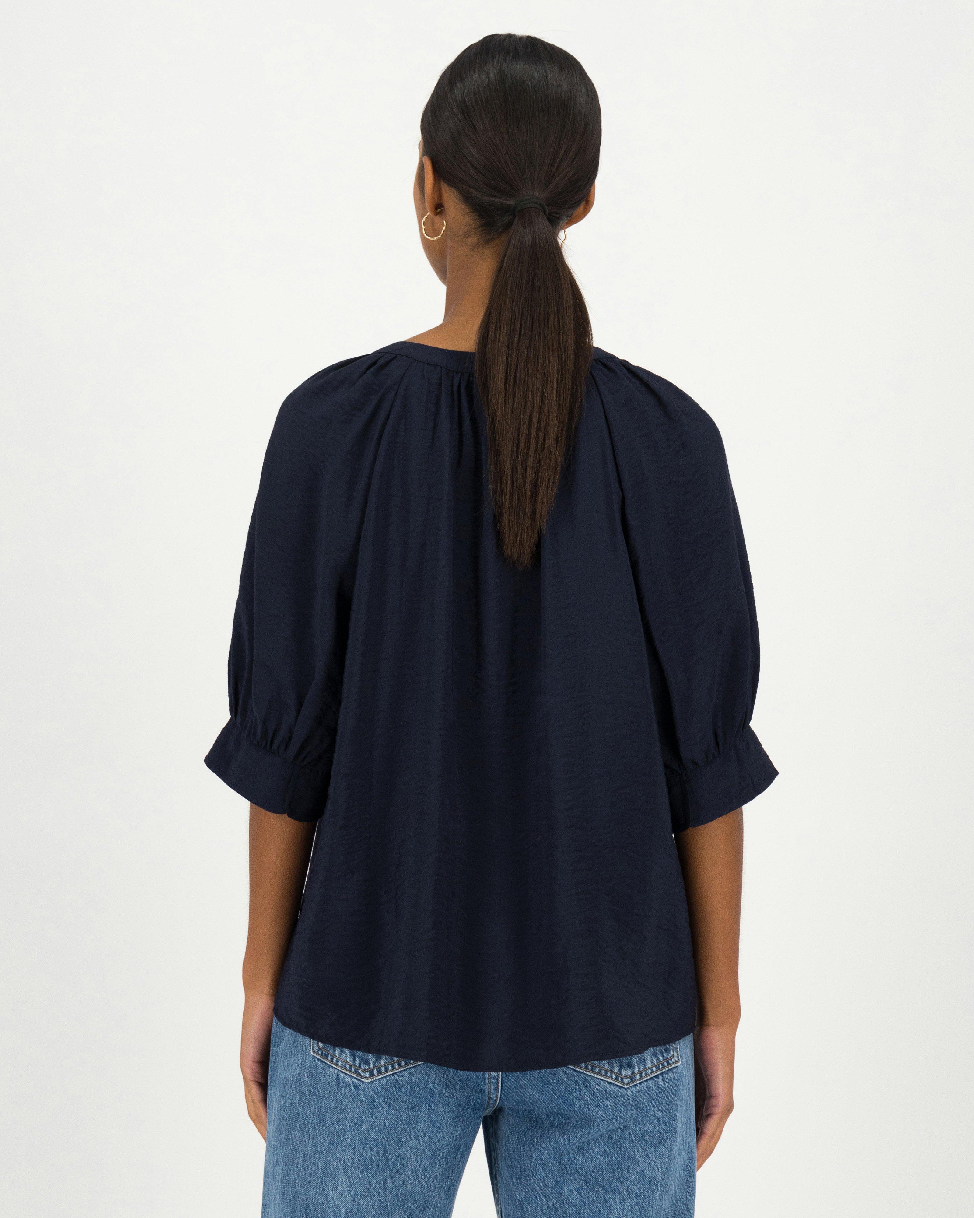 Poetry Carey Popover Blouse -  navy