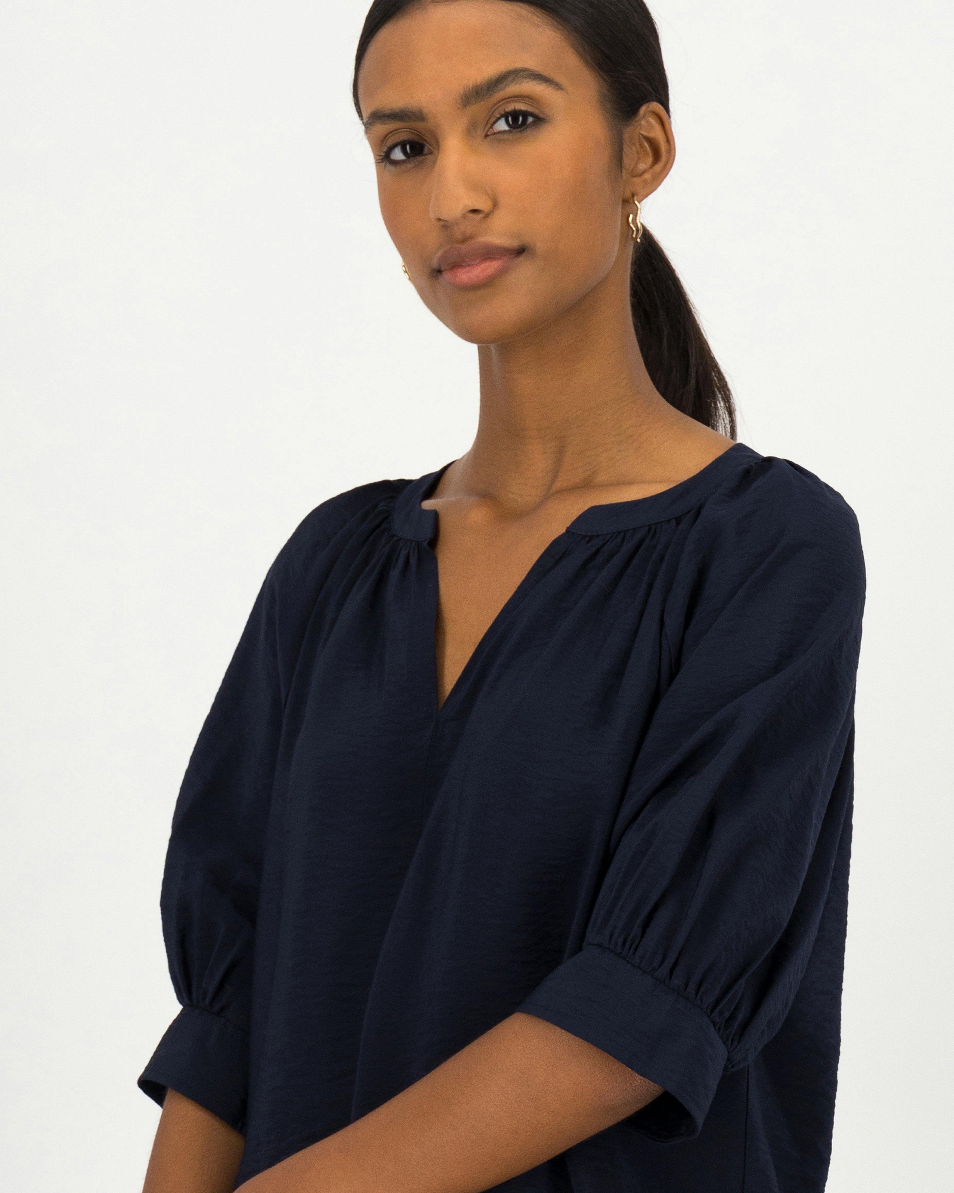 Poetry Carey Popover Blouse -  navy