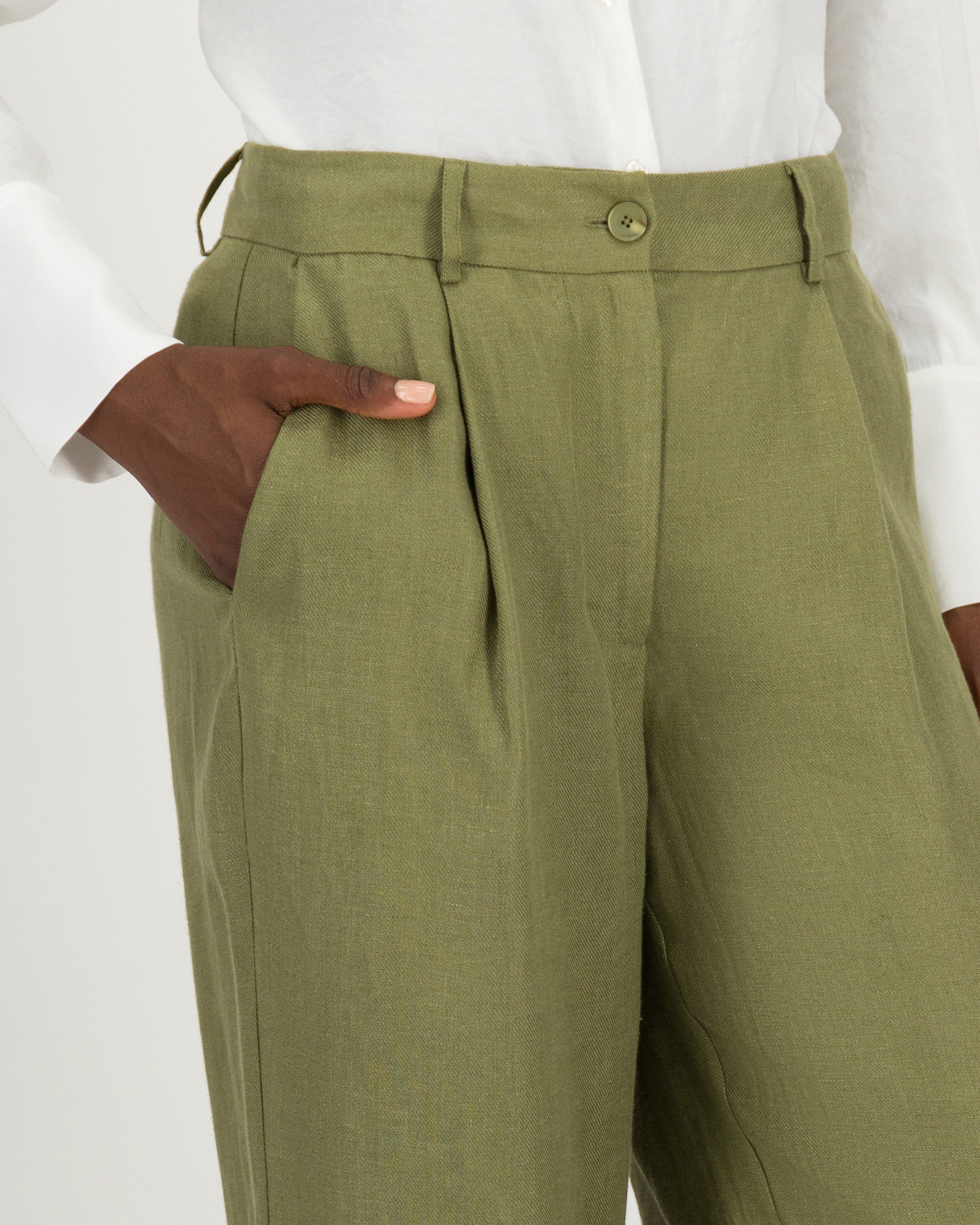 Georgia Linen Pants -  green