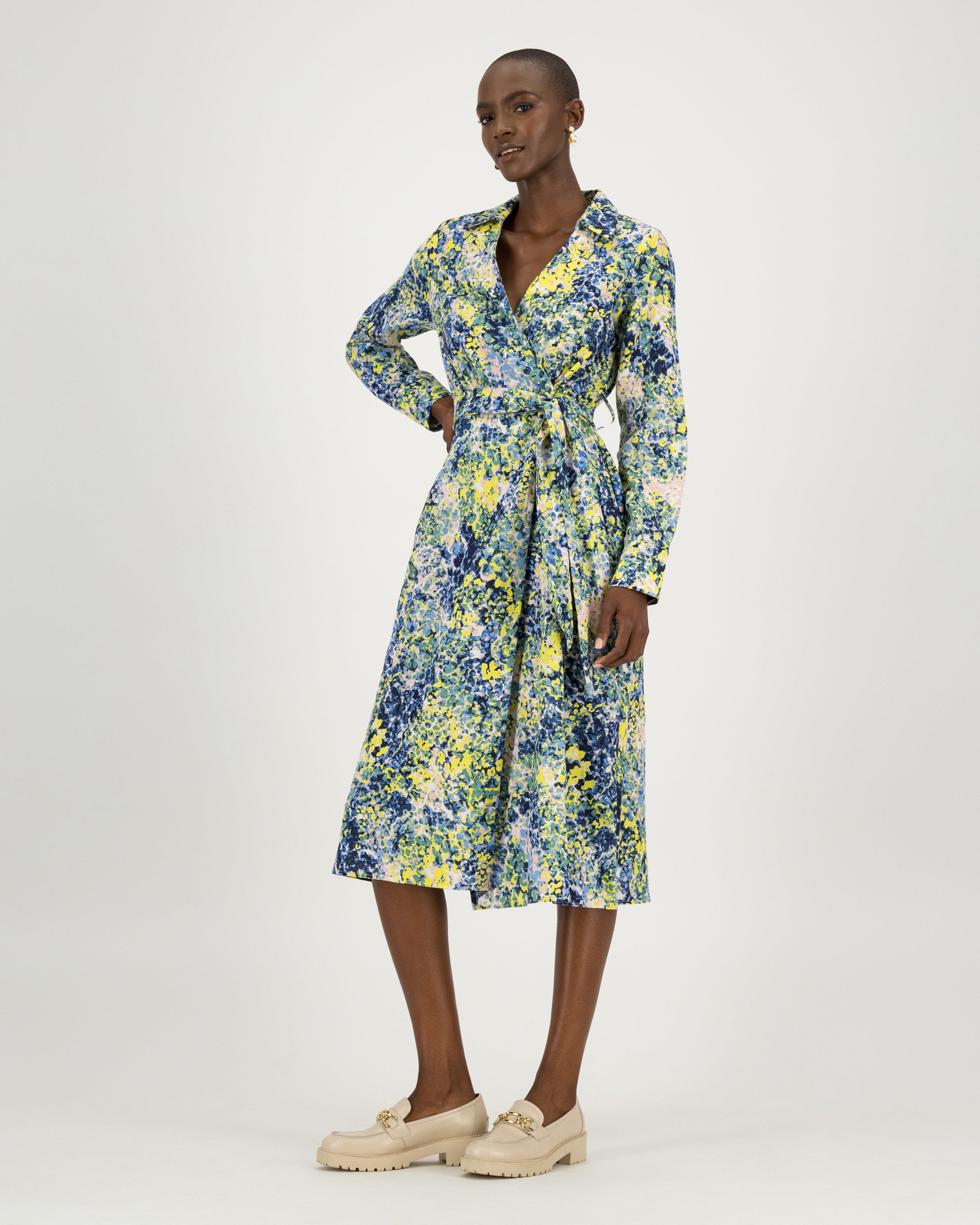 Hannah Printed Wrap Dress -  green